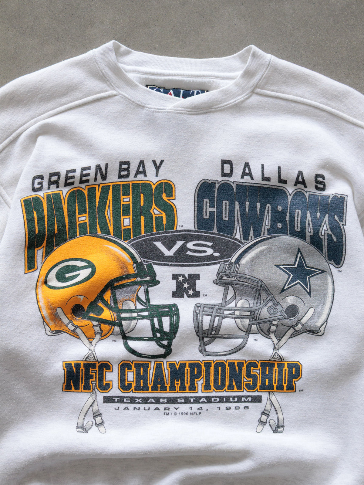 Vintage 1996 White Green Bay Packers vs Dallas Cowboys NFC Championship Sweatshirt (S)