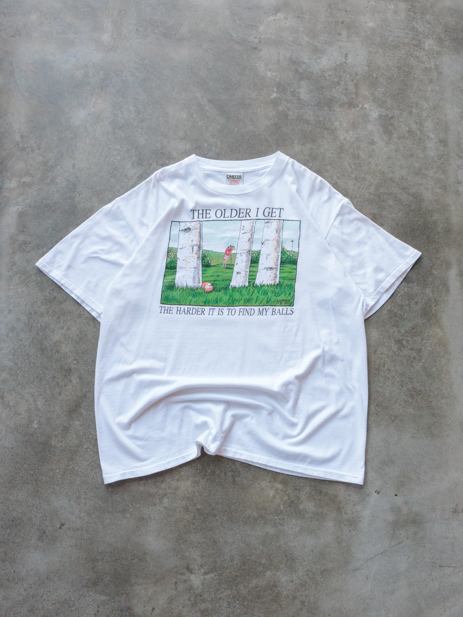 Vintage 90s White The Older I Get Slogan Tee (XL)
