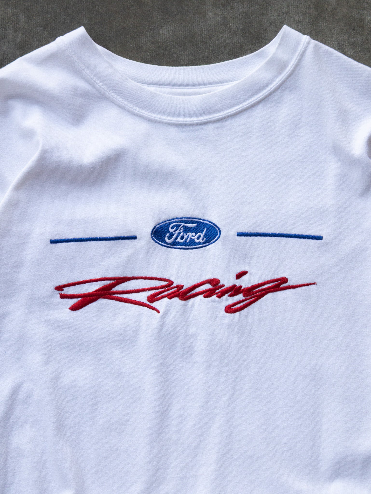 Vintage 00s White Ford Racing Tee (XL)