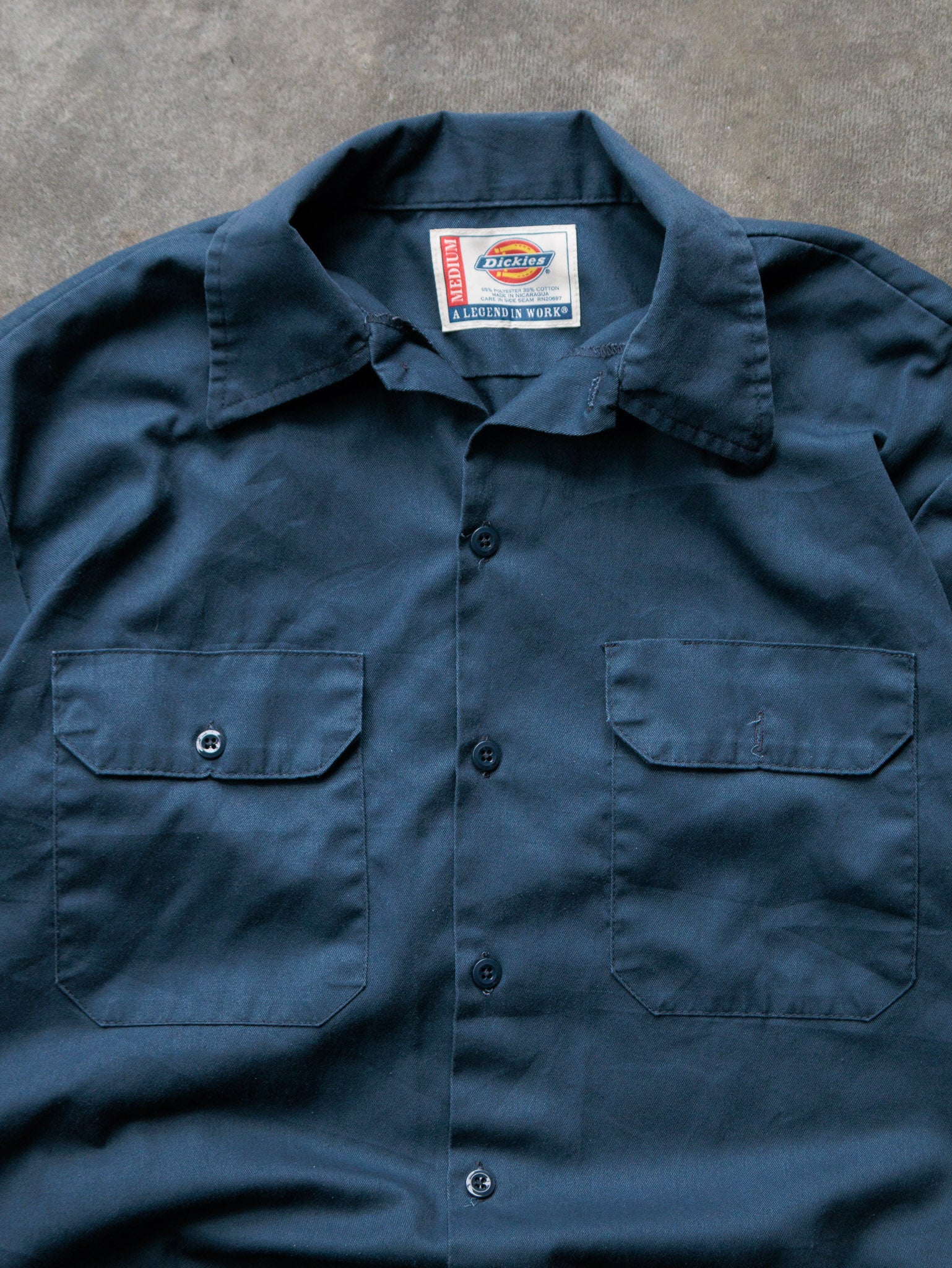 Vintage 90s Navy Dickies Cropped Work Shirt (M)