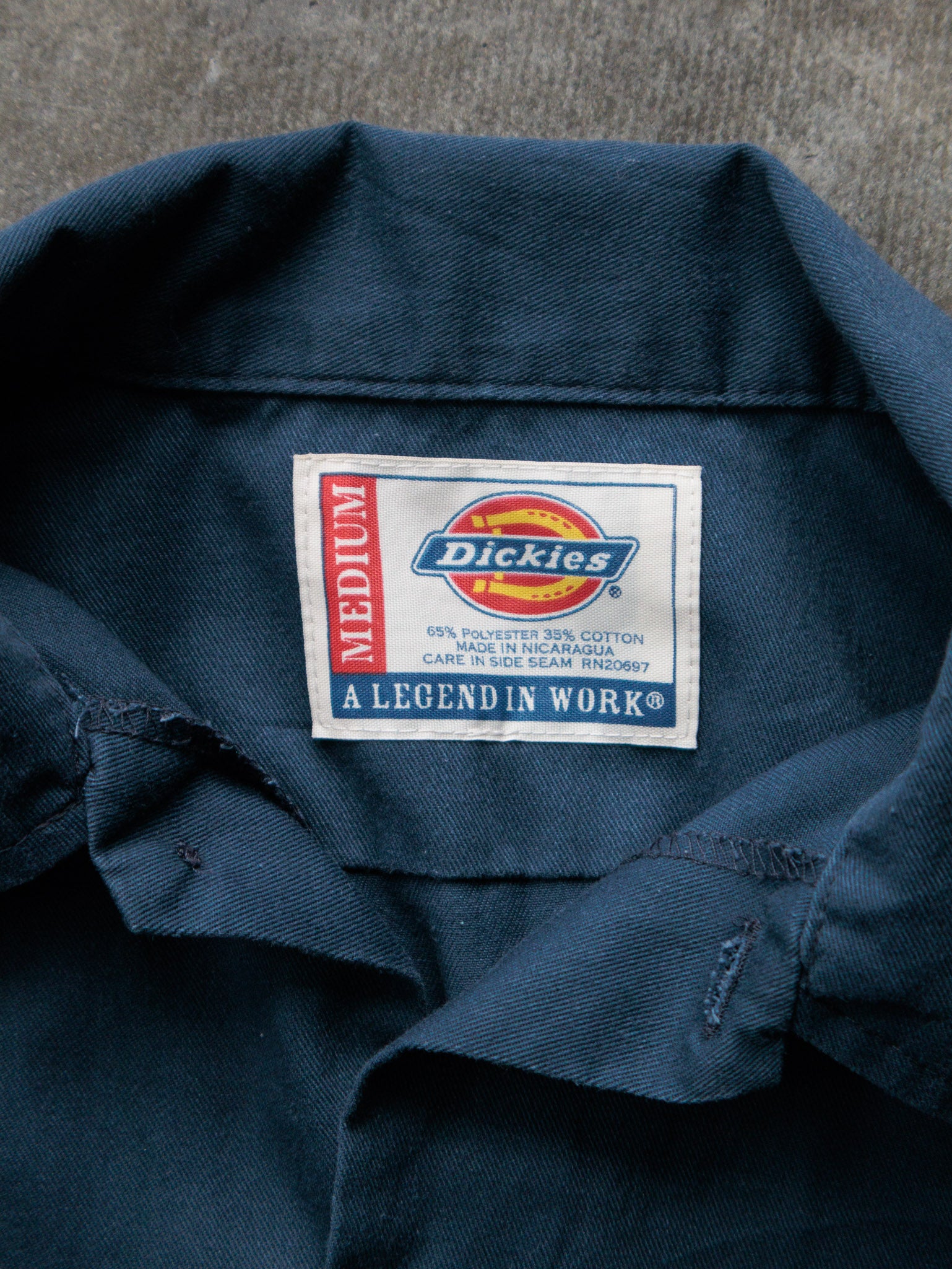 Vintage 90s Navy Dickies Cropped Work Shirt (M)