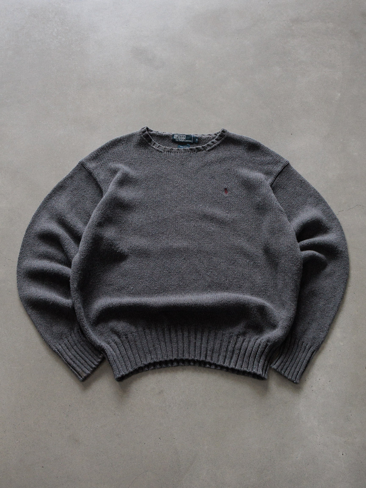 Vintage Grey Polo by Ralph Lauren Knit Sweater (XL)