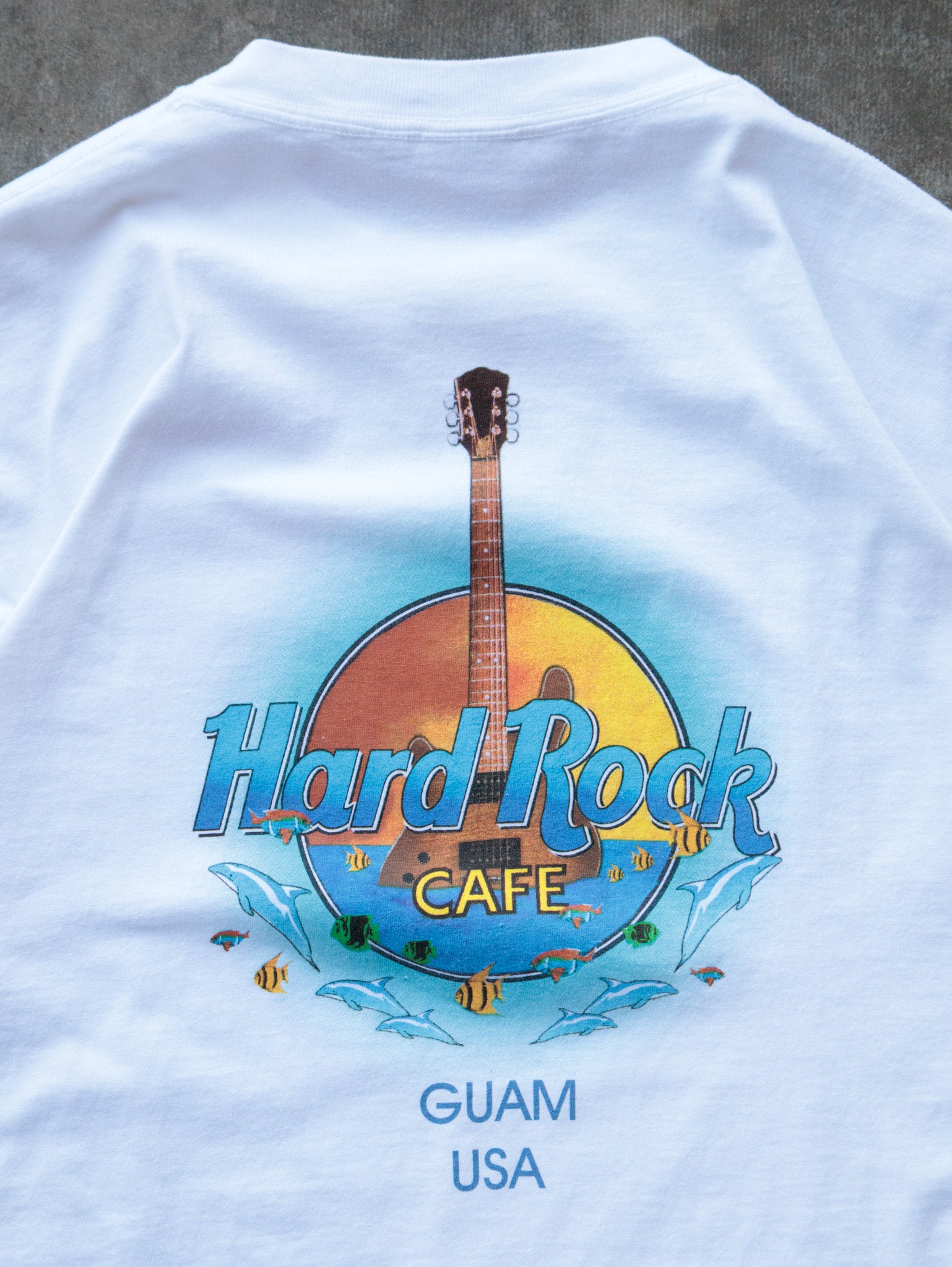 Vintage White Hard Rock Cafe Guam Dolphin Tee (L)