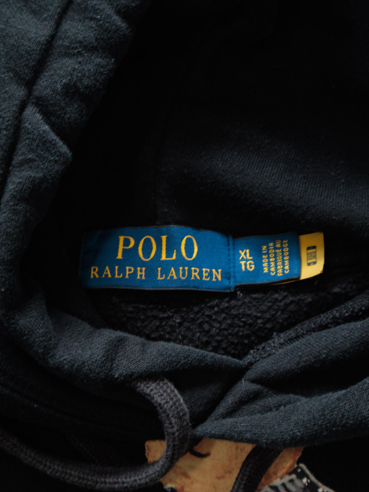 Vintage Black Polo Ralph Lauren Polo Bear Hoodie (XL)