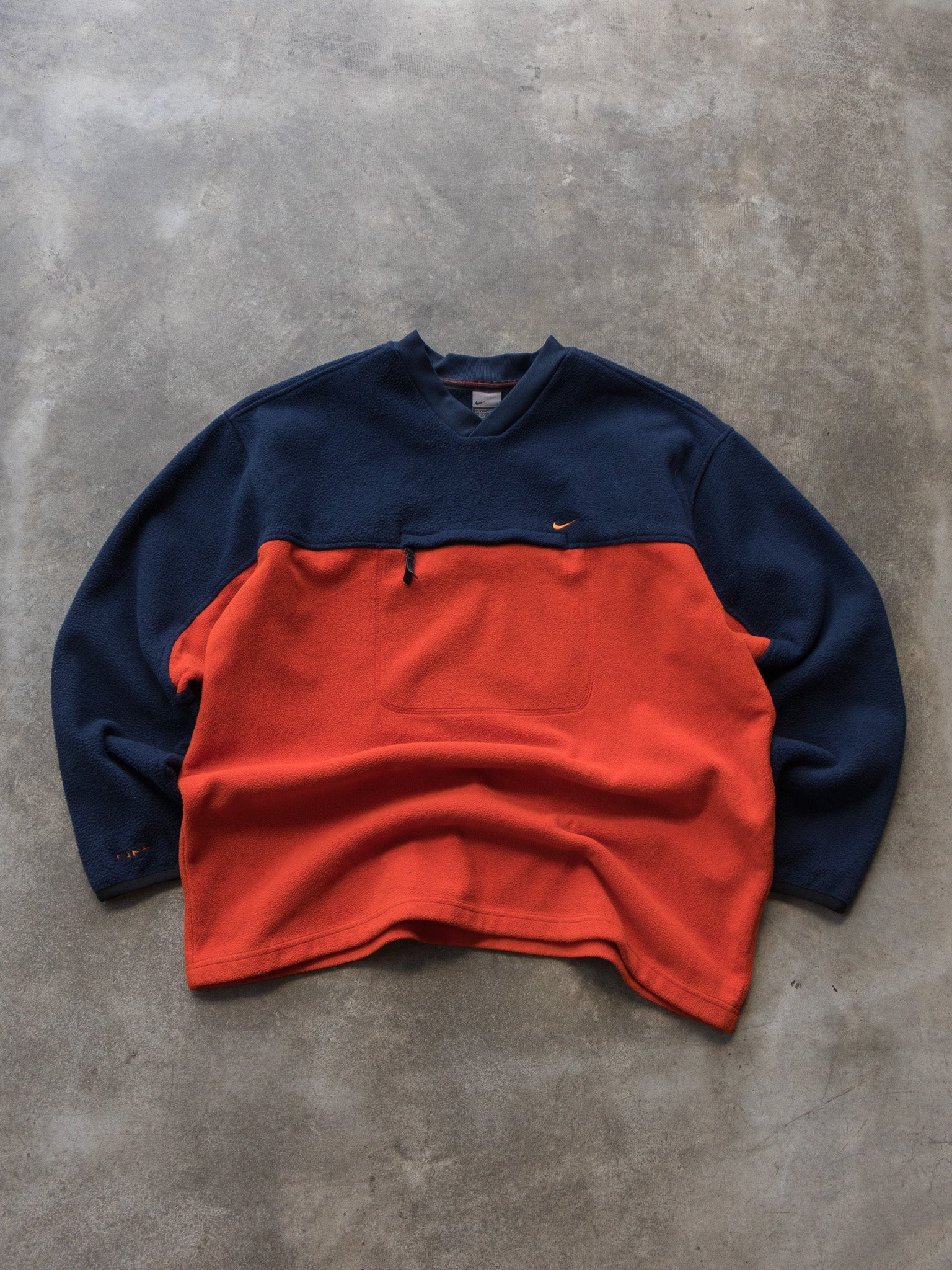 Vintage Navy & Orange Nike Fleece Pullover (L)