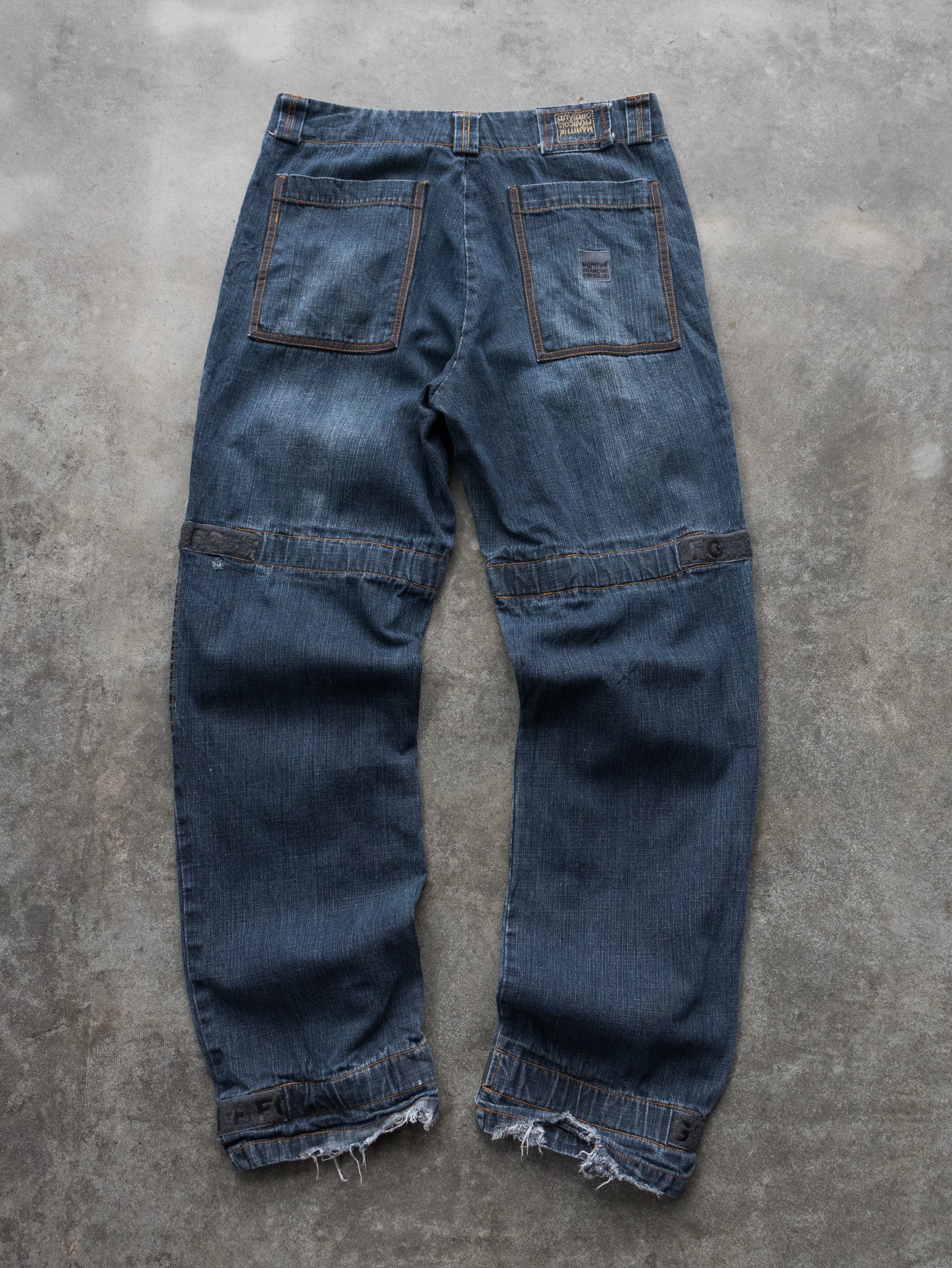 Vintage 00s Marithé François Girbaud Blue Denim Multi-Pocket Shuttle Pants (W34)