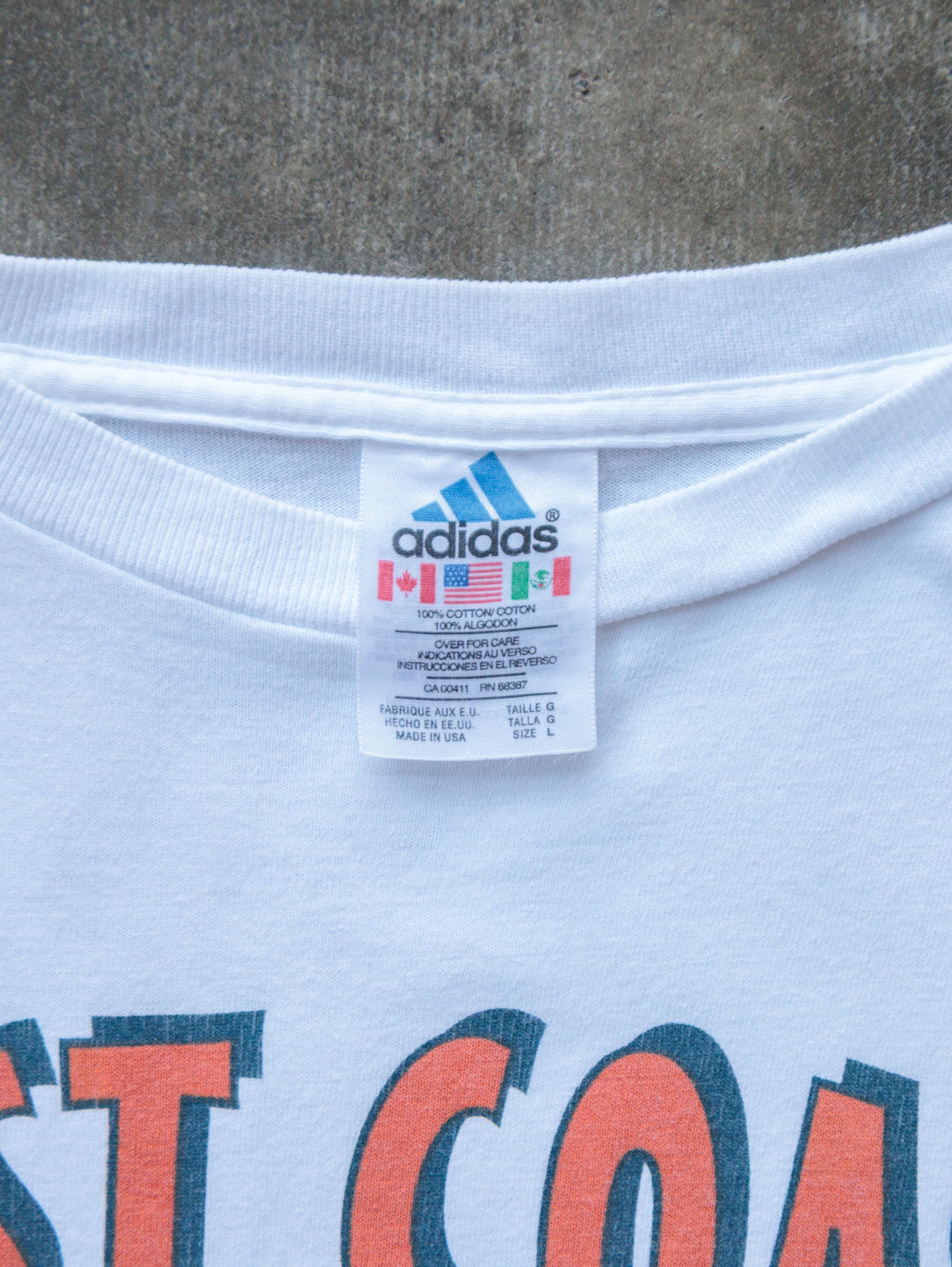 Vintage 90s White Adidas West Coast All Star Camp Tee (L)