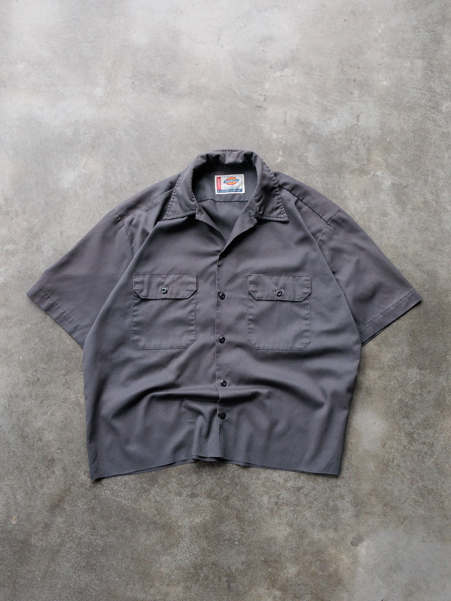 Vintage 90s Charcoal Dickies Cropped Work Shirt (L)