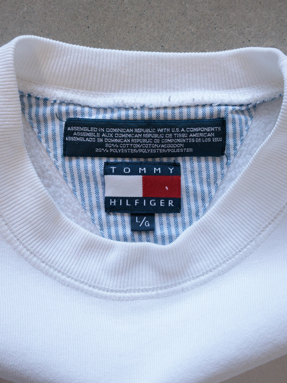 Vintage White Tommy Hilfiger Flag Sweatshirt (L)