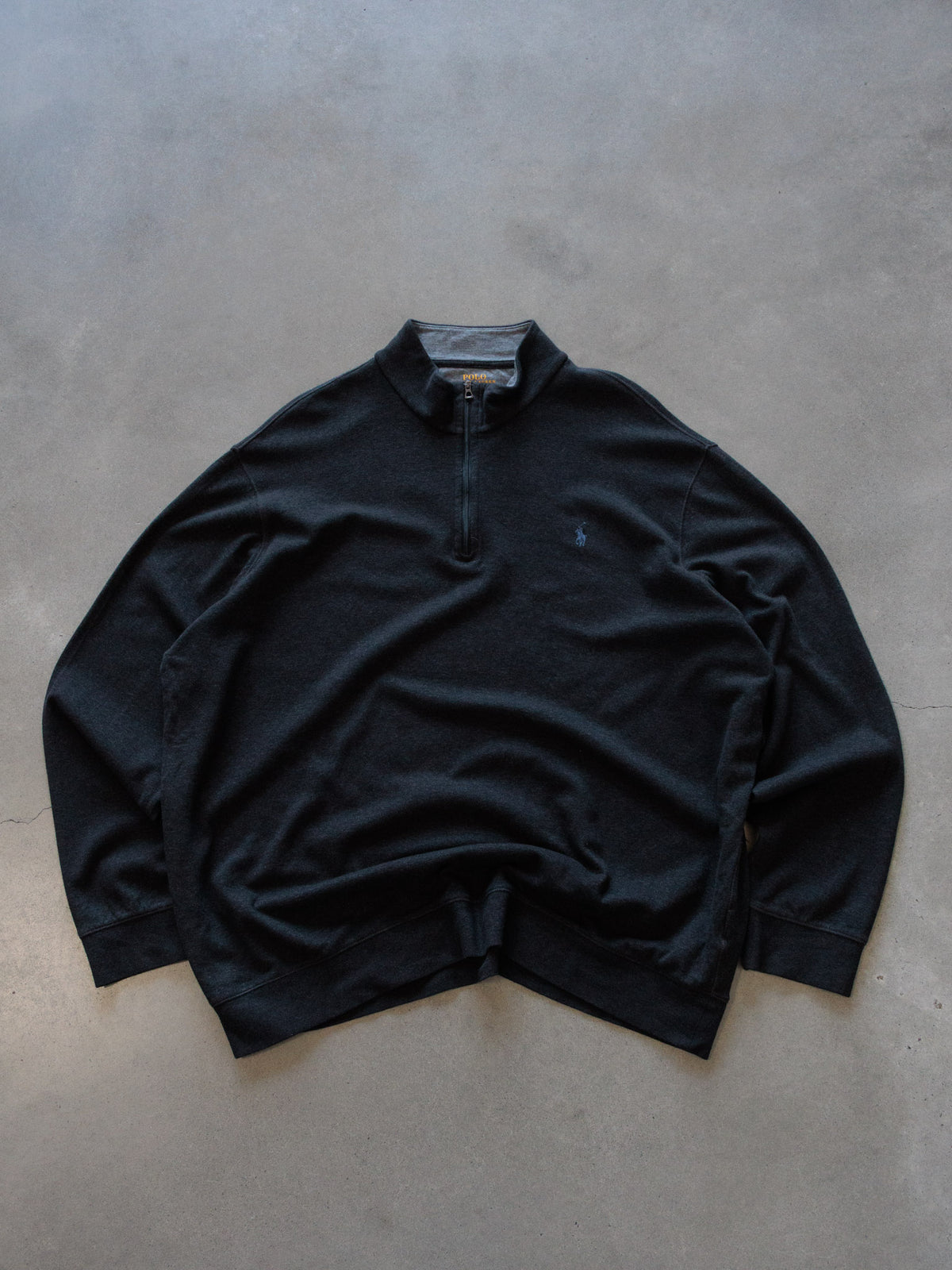 Vintage Black Polo Ralph Lauren Quarter Zip (2XL)