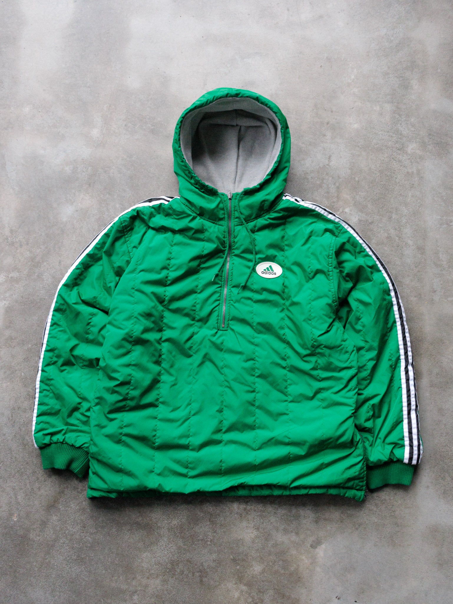 Vintage 90s Reversible Adidas Half-Zip Quilted Reversible Jacket (XL)