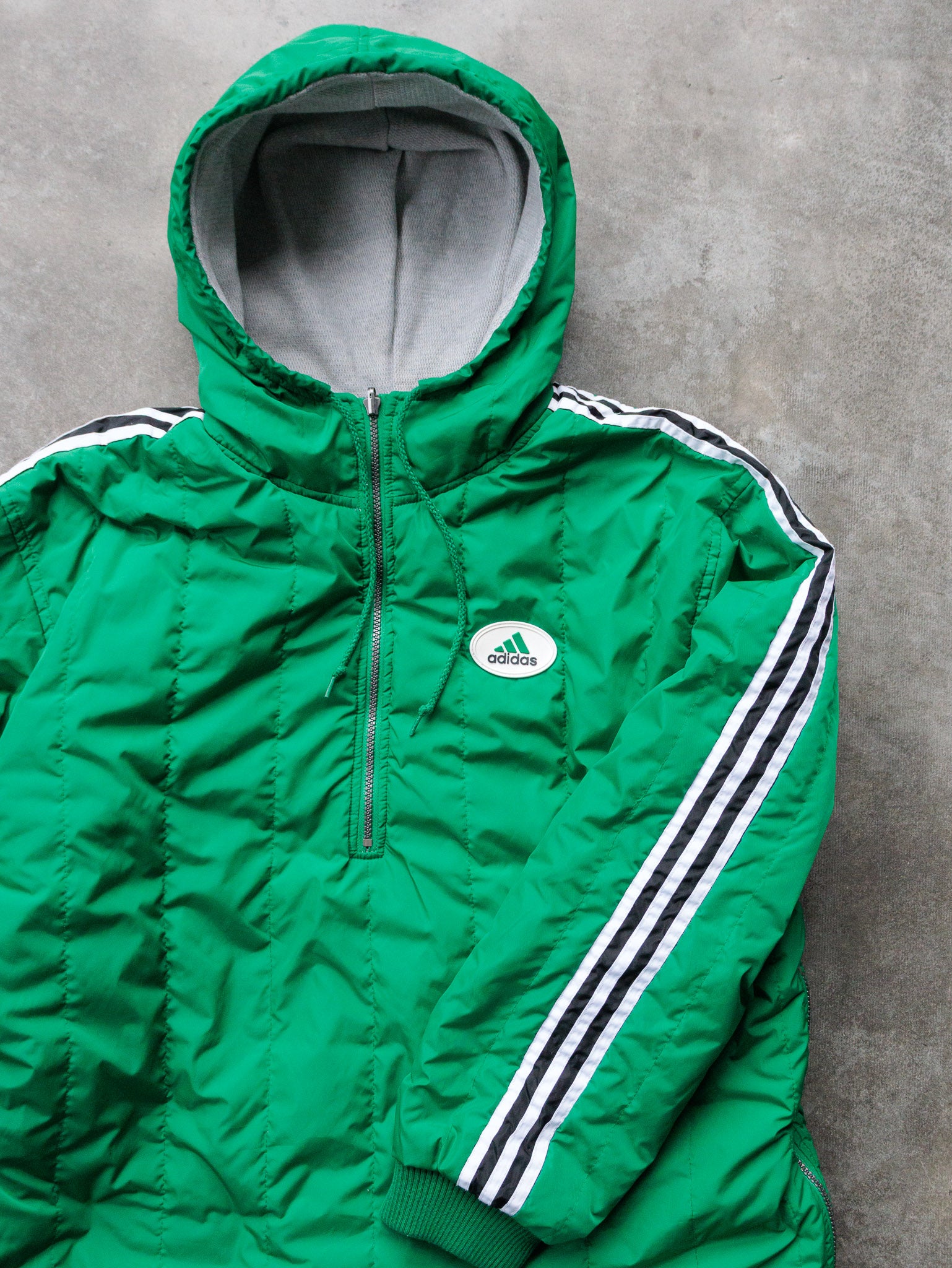 Vintage 90s Reversible Adidas Half-Zip Quilted Reversible Jacket (XL)