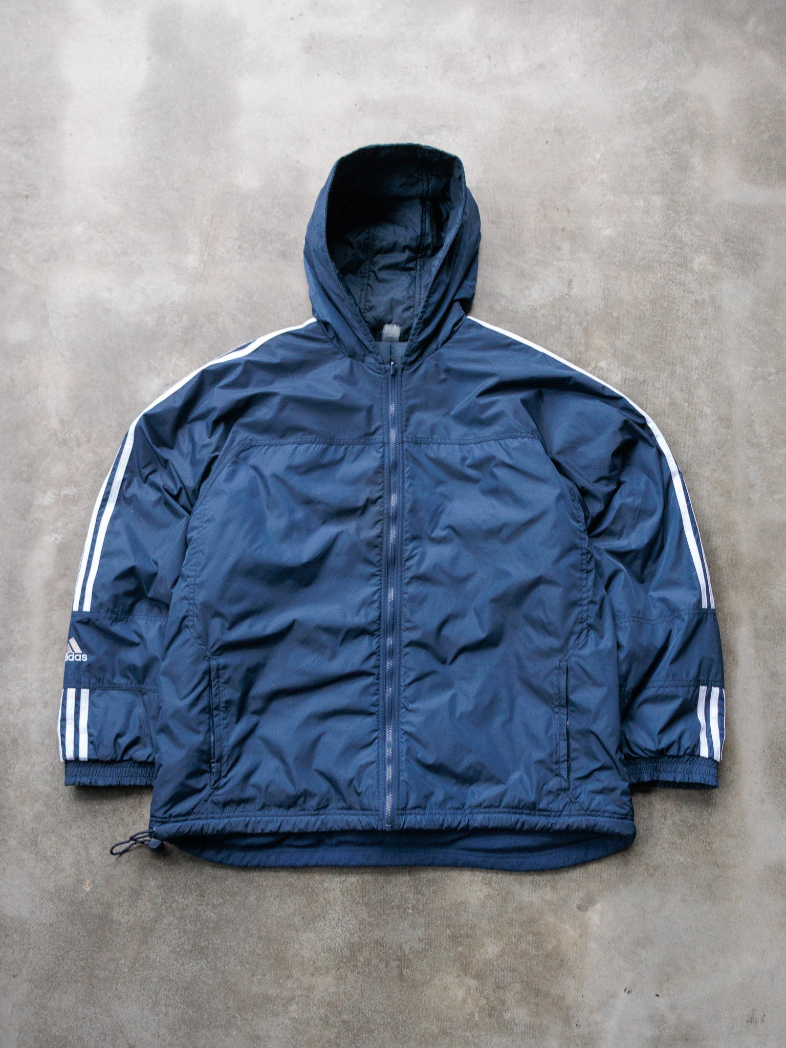 Vintage 00s Navy Reversible Adidas Hooded Jacket (L)