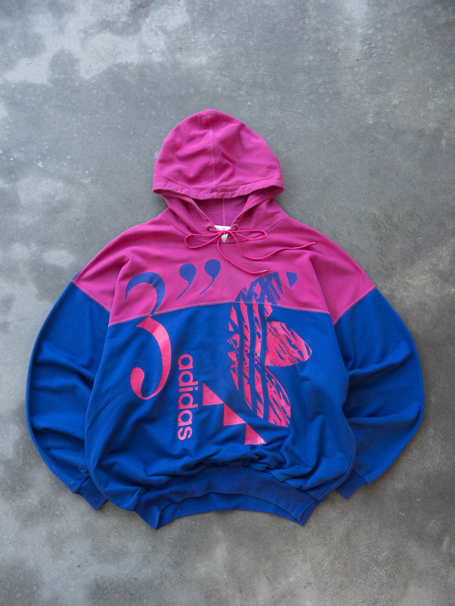 Vintage Pink and Blue Adidas Trefoil Hoodie (L)
