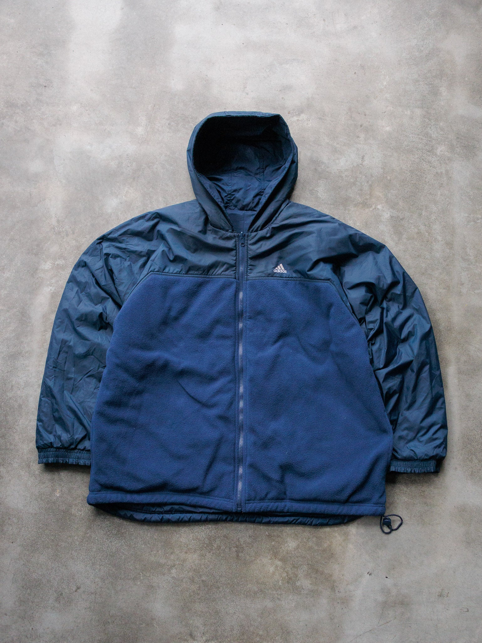 Vintage 00s Navy Reversible Adidas Hooded Jacket (L)