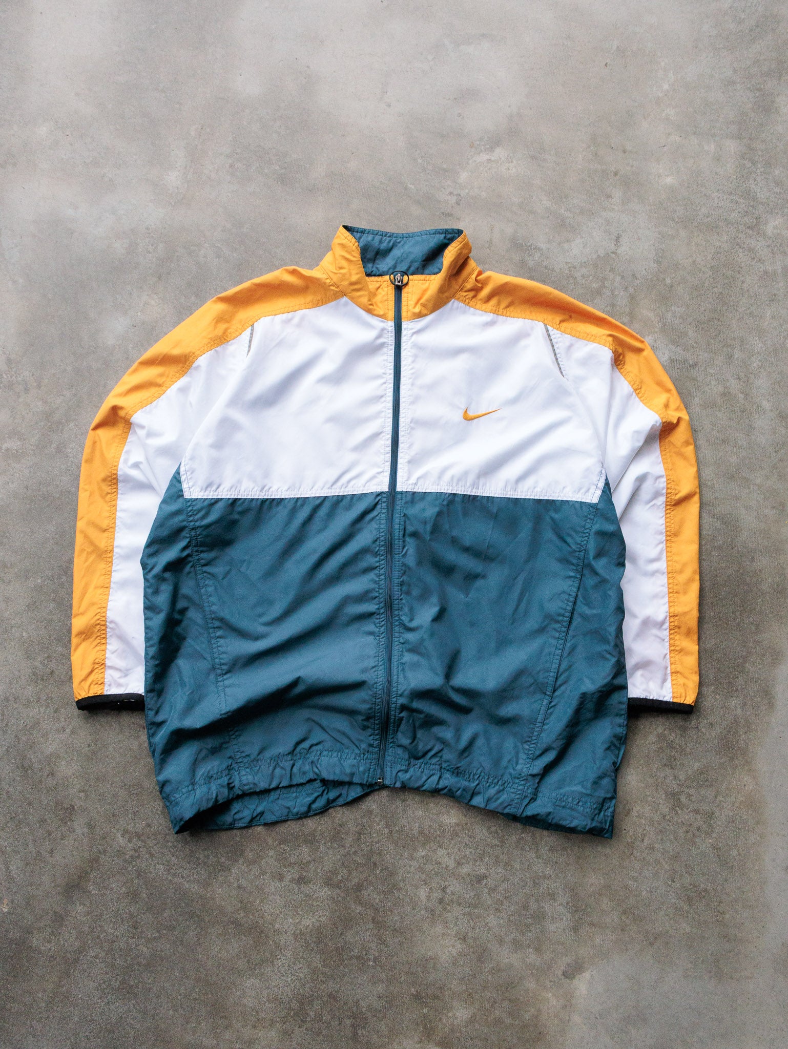 Vintage 90s Teal & Yellow Nike Zip Windbreaker (12-14Y)
