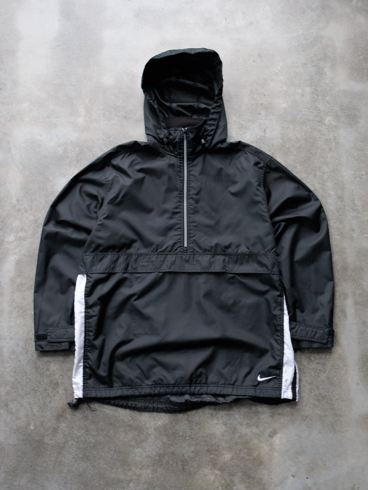 Vintage 90s Nike Mesh-Lined Half-Zip Hooded Jacket (L)