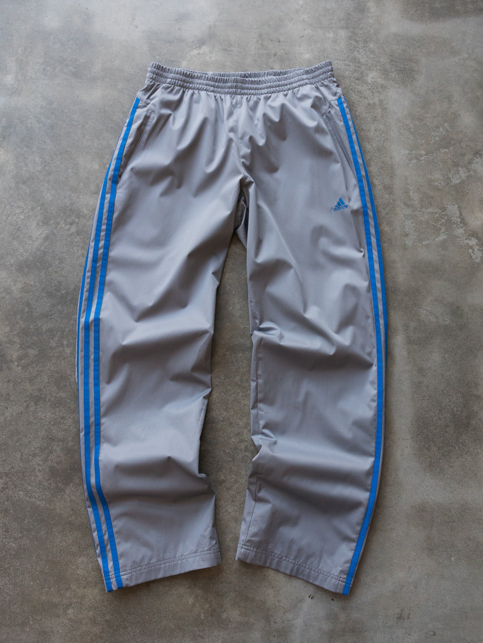 Vintage 00s Grey & Blue Adidas Track Pants (L)