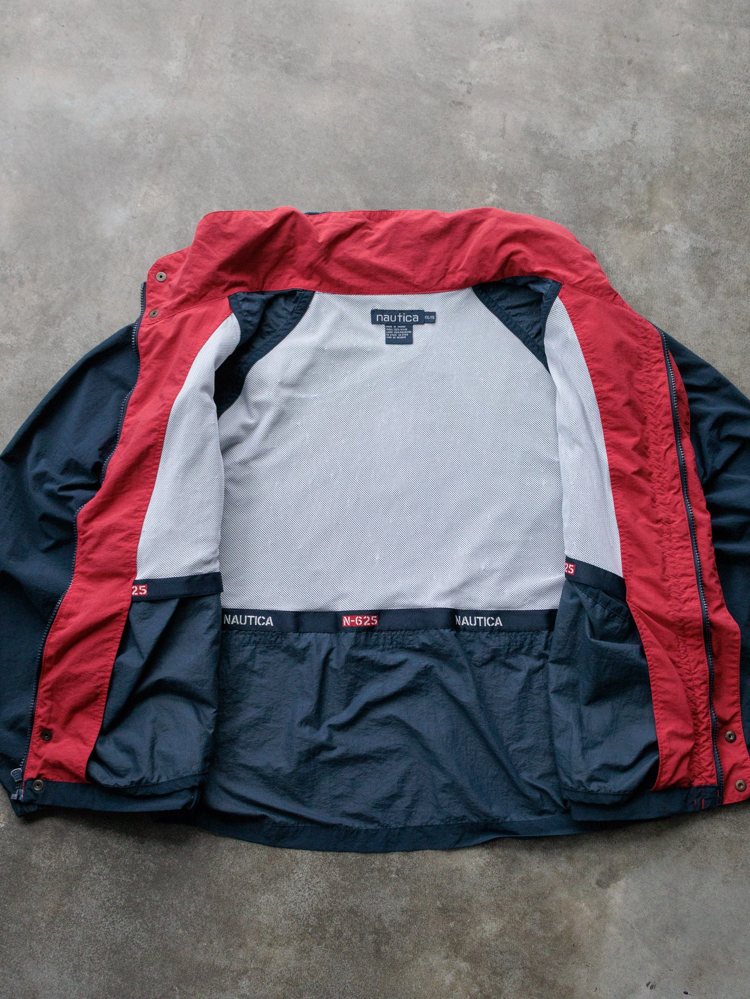 Vintage 90s Navy Nautica Mesh-Lined Windbreaker (2XL)