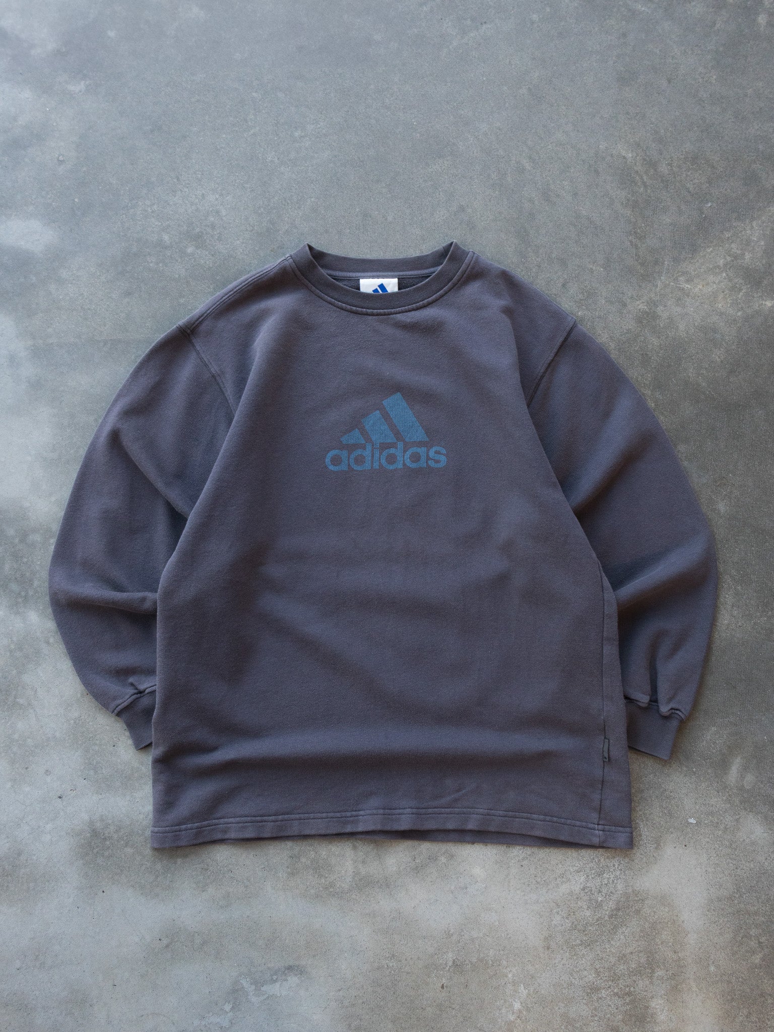 Vintage Washed Black Adidas Tonal Logo Sweatshirt (M)