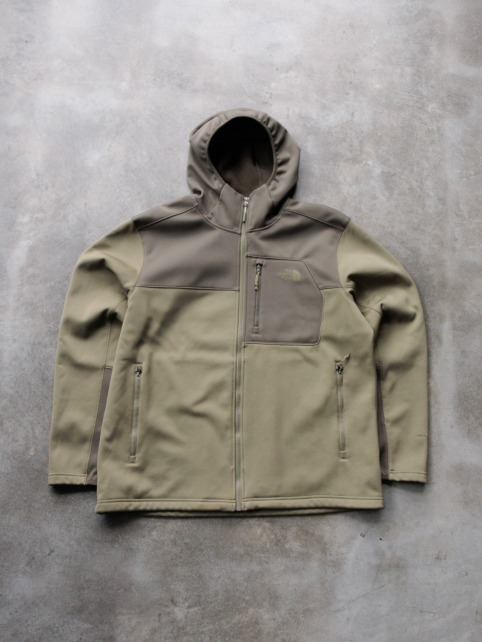 Vintage Olive The North Face Fleece-Lined Softshell Jacket (XL)