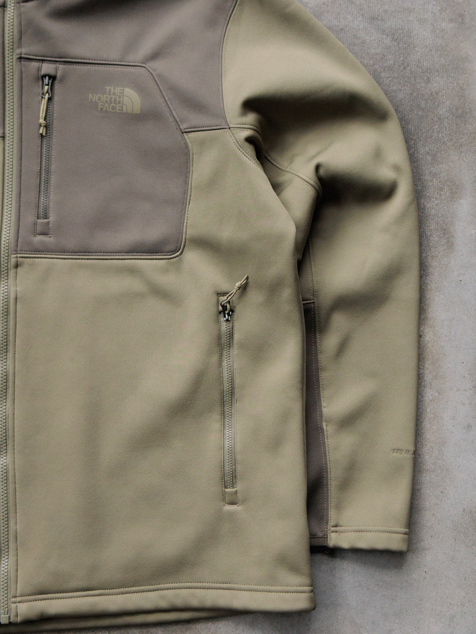 Vintage Olive The North Face Fleece-Lined Softshell Jacket (XL)