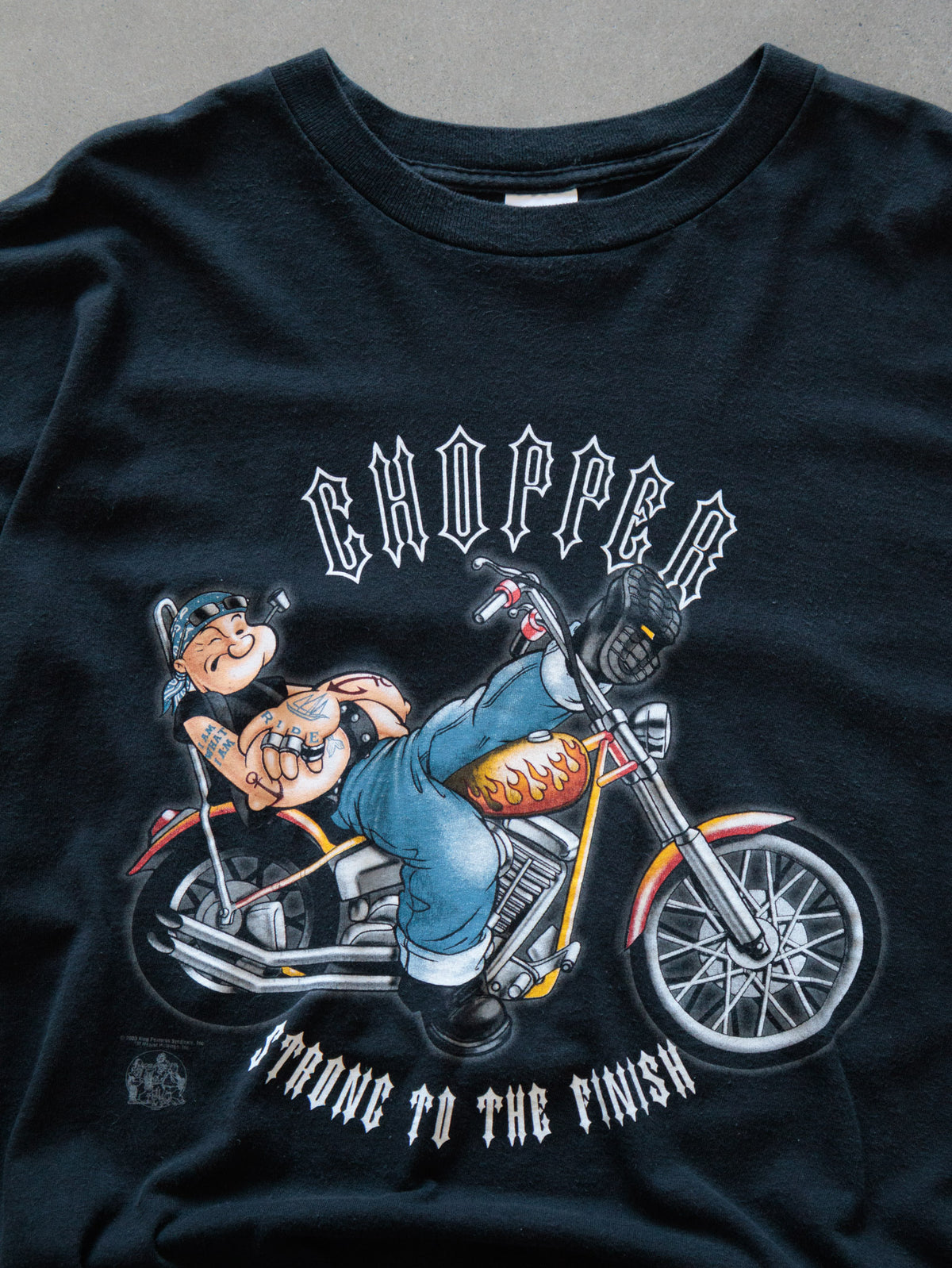 Vintage 00s Black Popeye Chopper Tee (2XL)