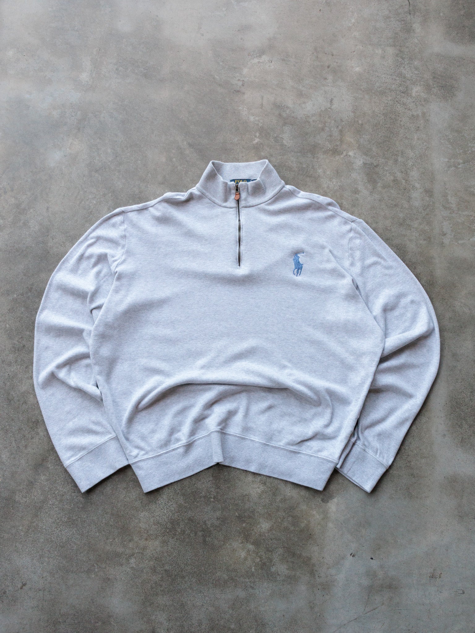 Vintage Grey Polo Ralph Lauren Fleece Quarter Zip (L)