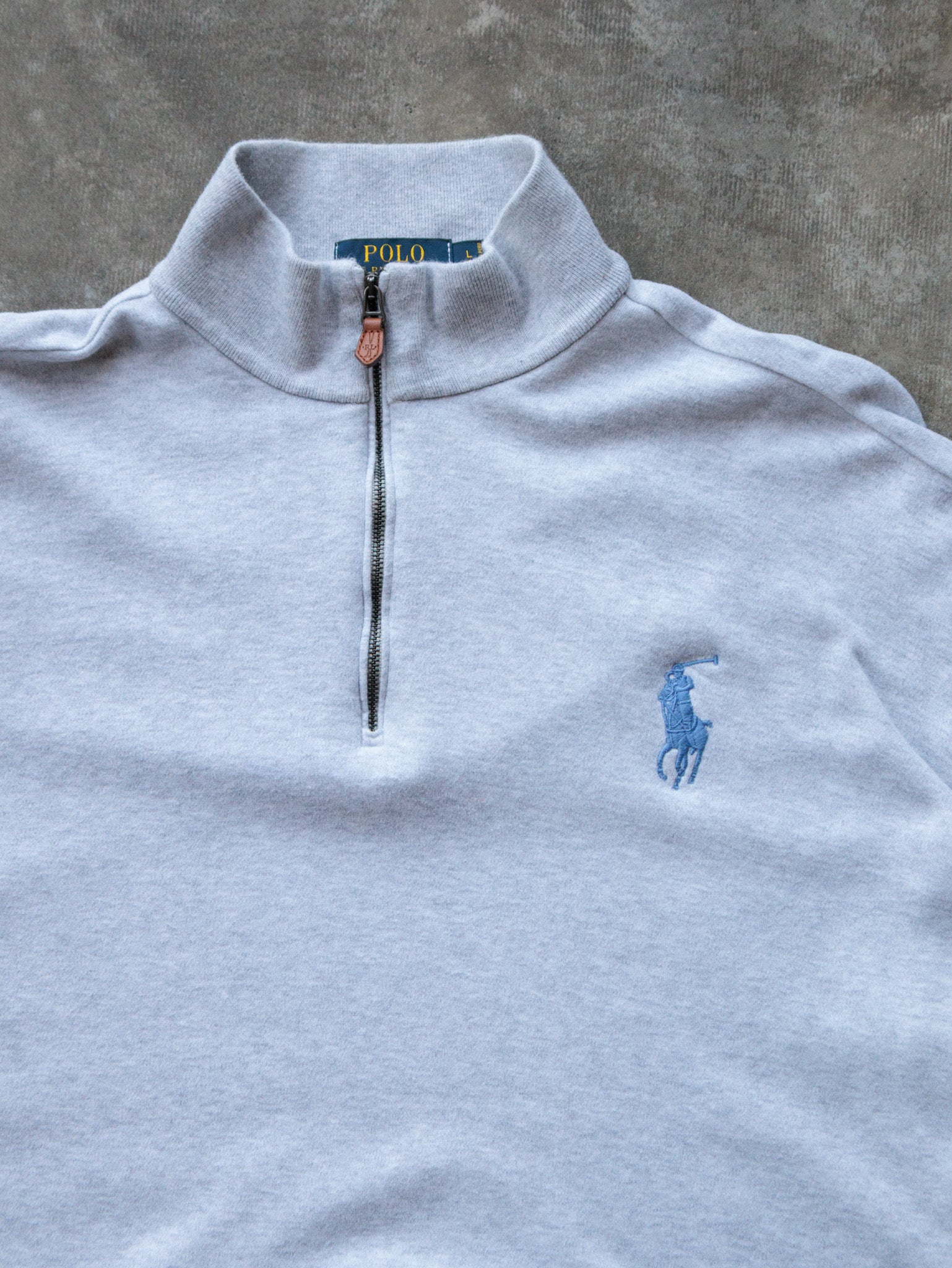 Vintage Grey Polo Ralph Lauren Fleece Quarter Zip (L)