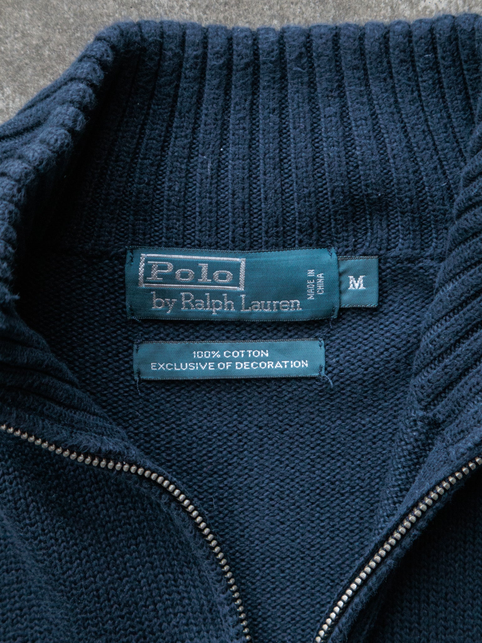 Vintage 00s Navy Polo Ralph Lauren Quarter Zip Knit Sweater (M)