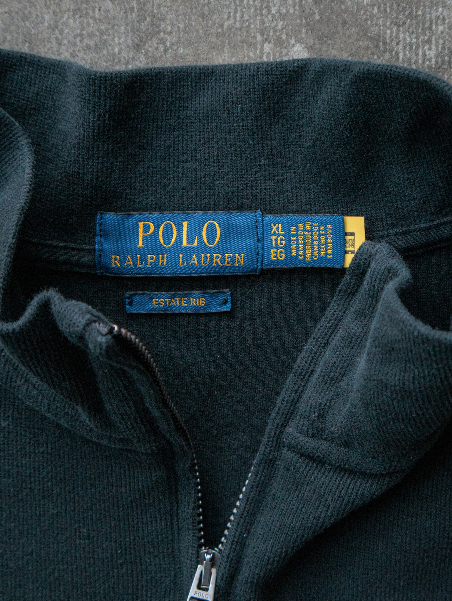 Vintage Green Polo Ralph Lauren Quarter Zip Knit Sweater (XL)