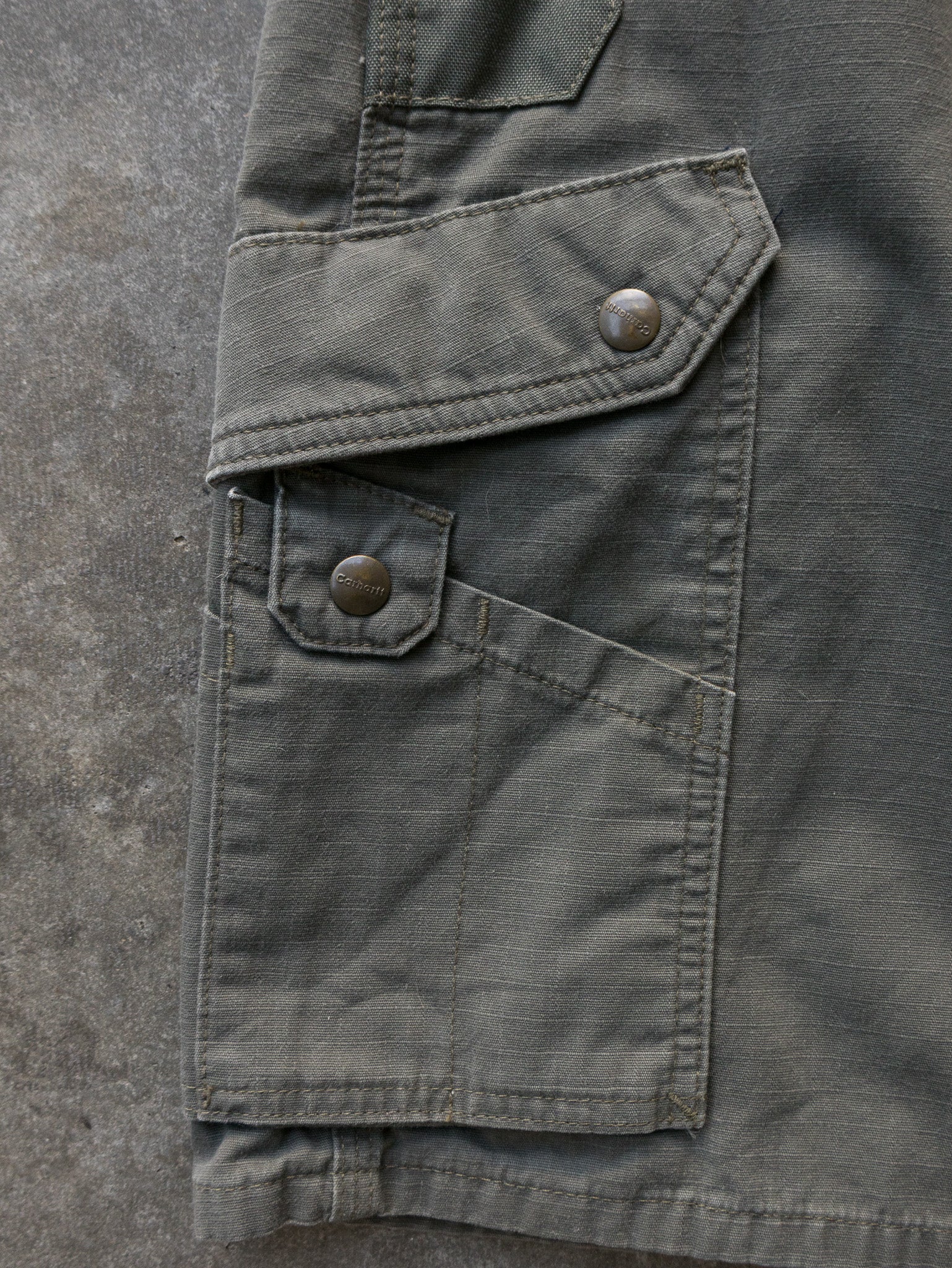 Vintage 00s Moss Green Carhartt Ripstop Cargo Shorts (W36)