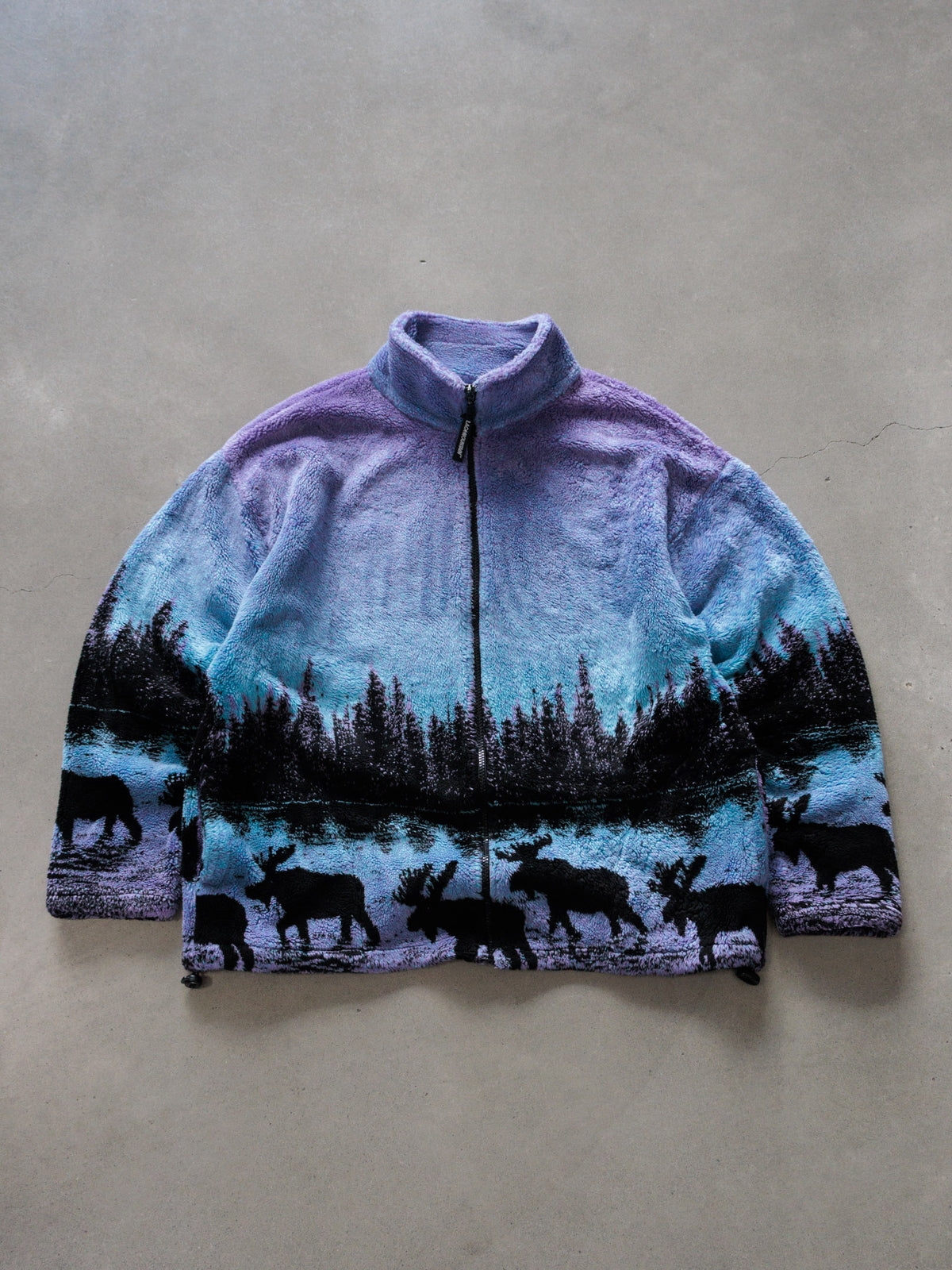 Vintage Purple Black Mountain Outdoor Moose Fleece Jacket (L)