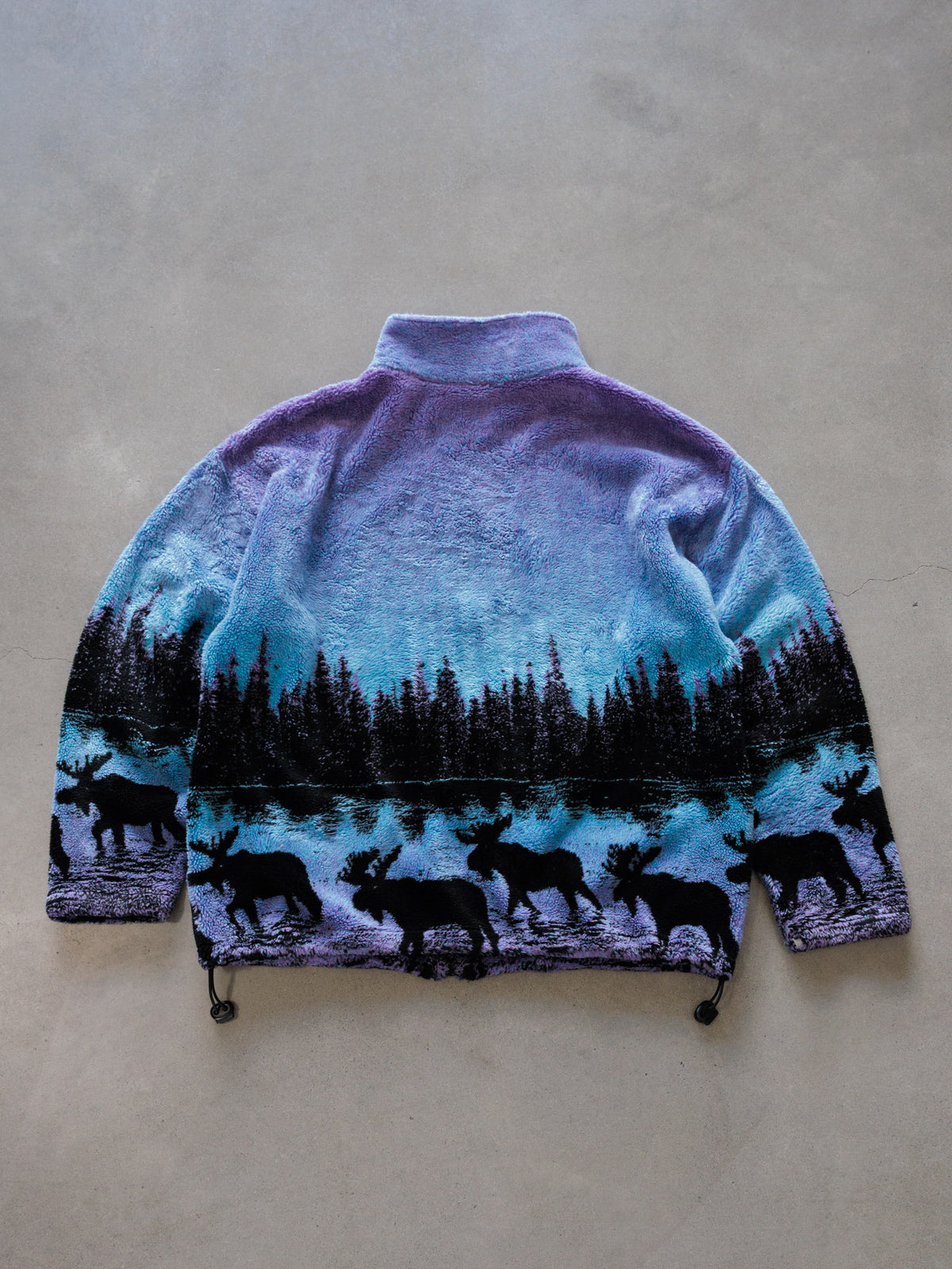 Vintage Purple Black Mountain Outdoor Moose Fleece Jacket (L)