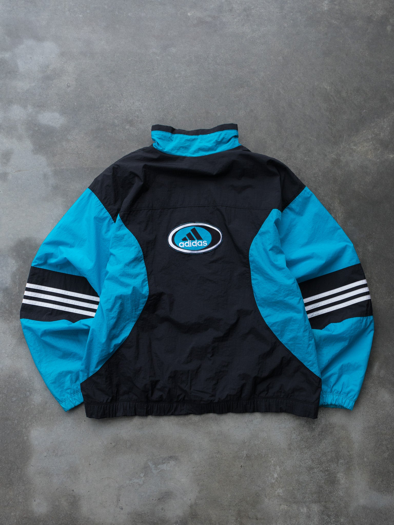 Vintage Black and Blue Adidas Logo Track Jacket (L)