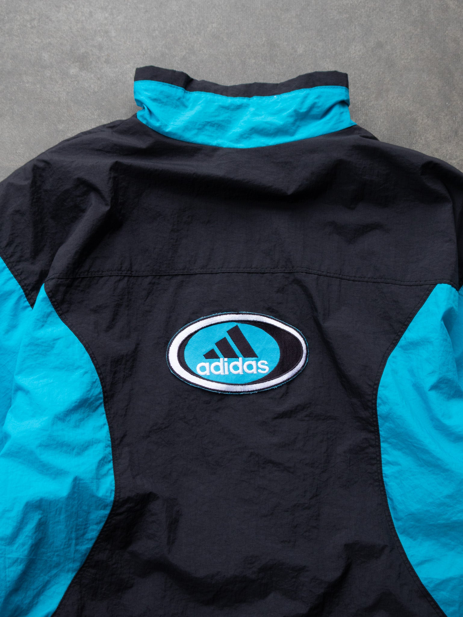 Vintage Black and Blue Adidas Logo Track Jacket (L)