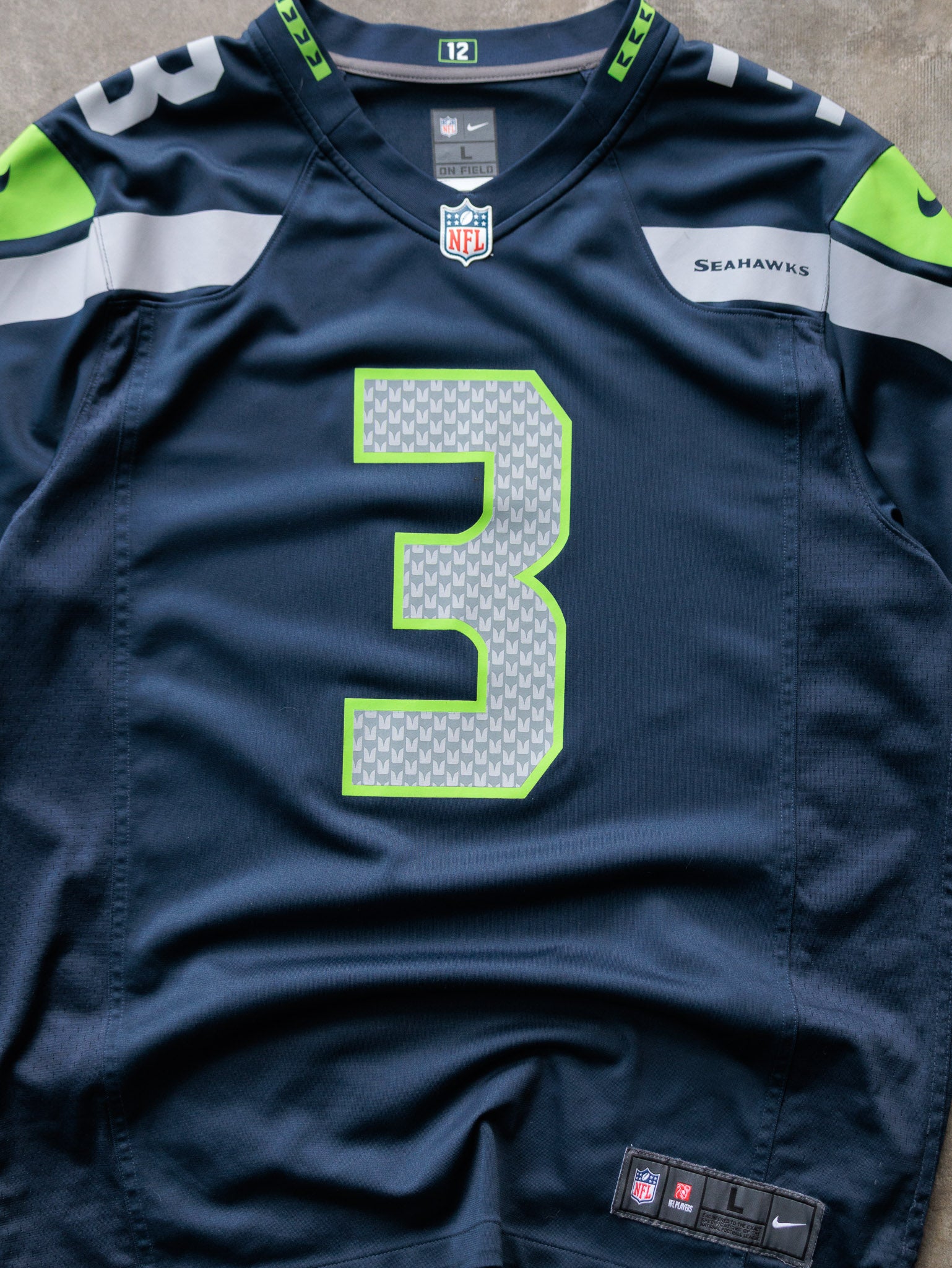 Blue Nike Seattle Seahawks Russell Wilson NFL Jersey (L)
