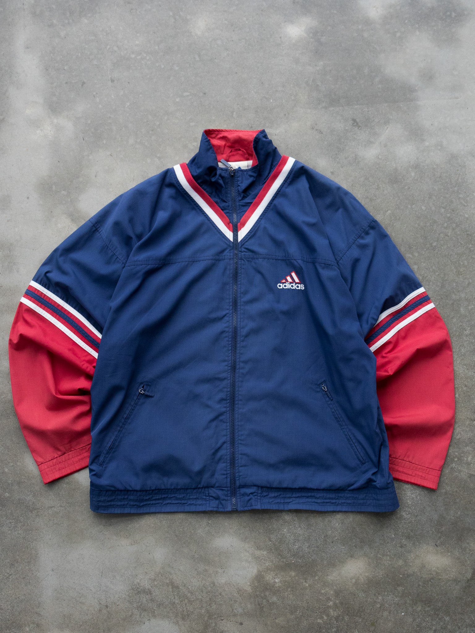 Vintage Navy Adidas Colourblock Windbreaker (XL)