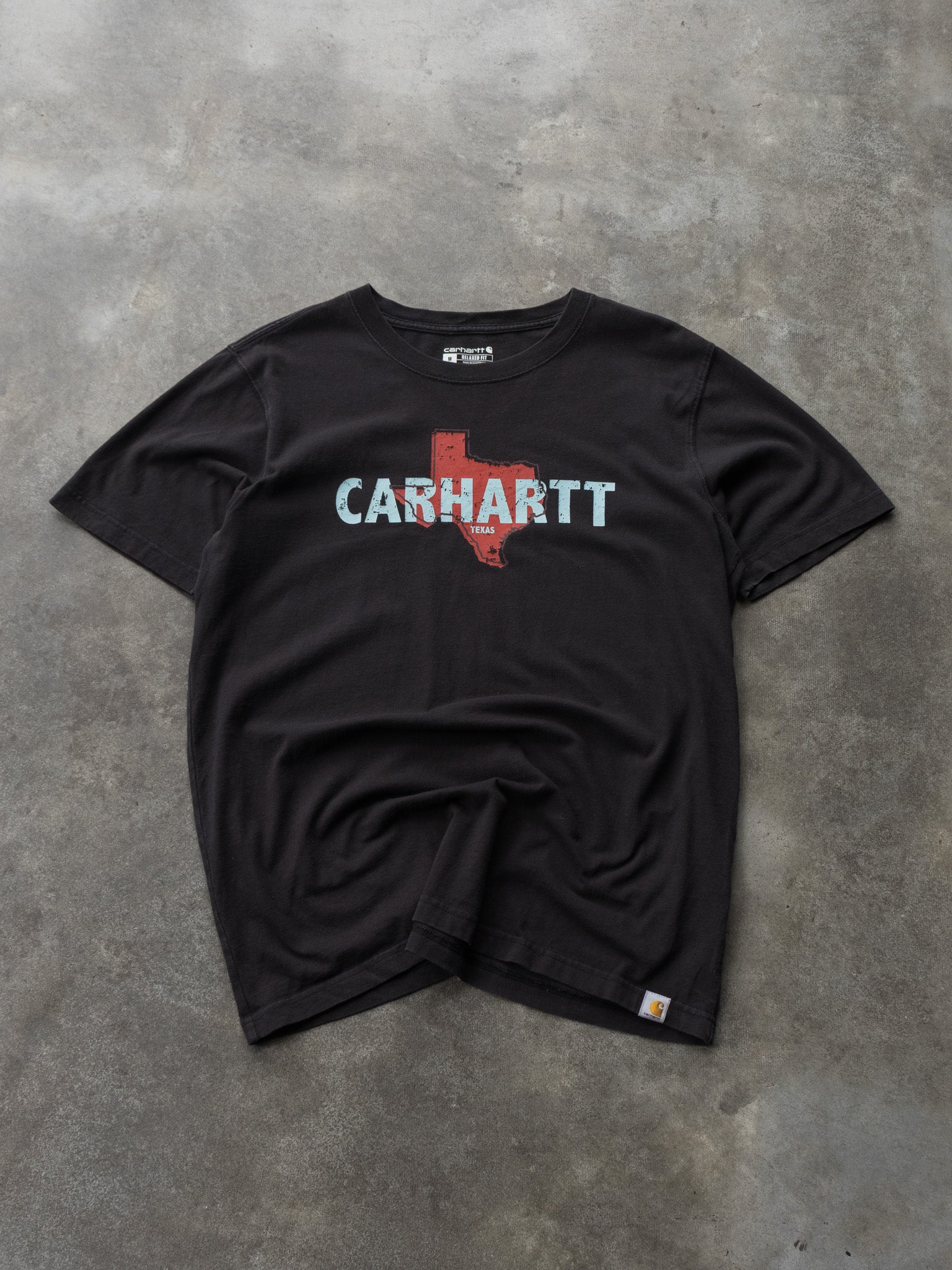 Vintage Black Carhartt Spell Out Texas Tee (M)