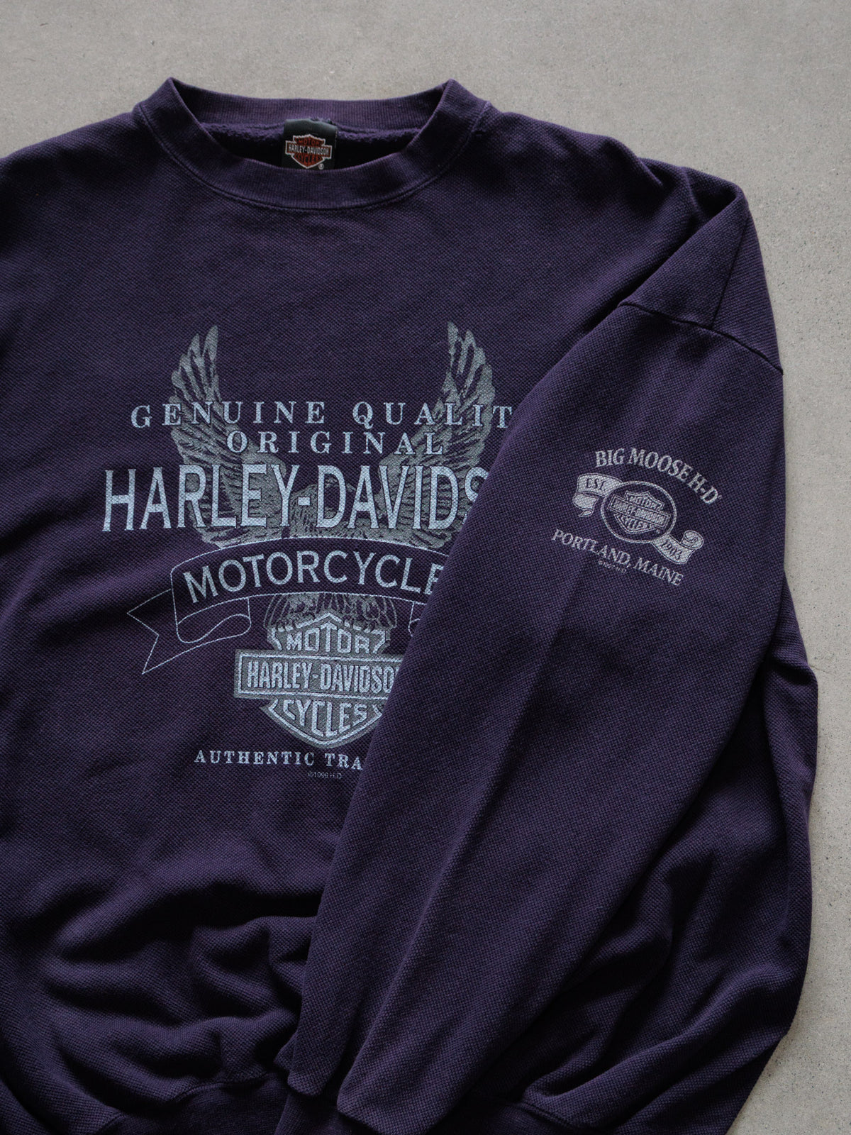 Vintage 90s Purple Harley-Davidson Portland Maine Sweatshirt (XL)