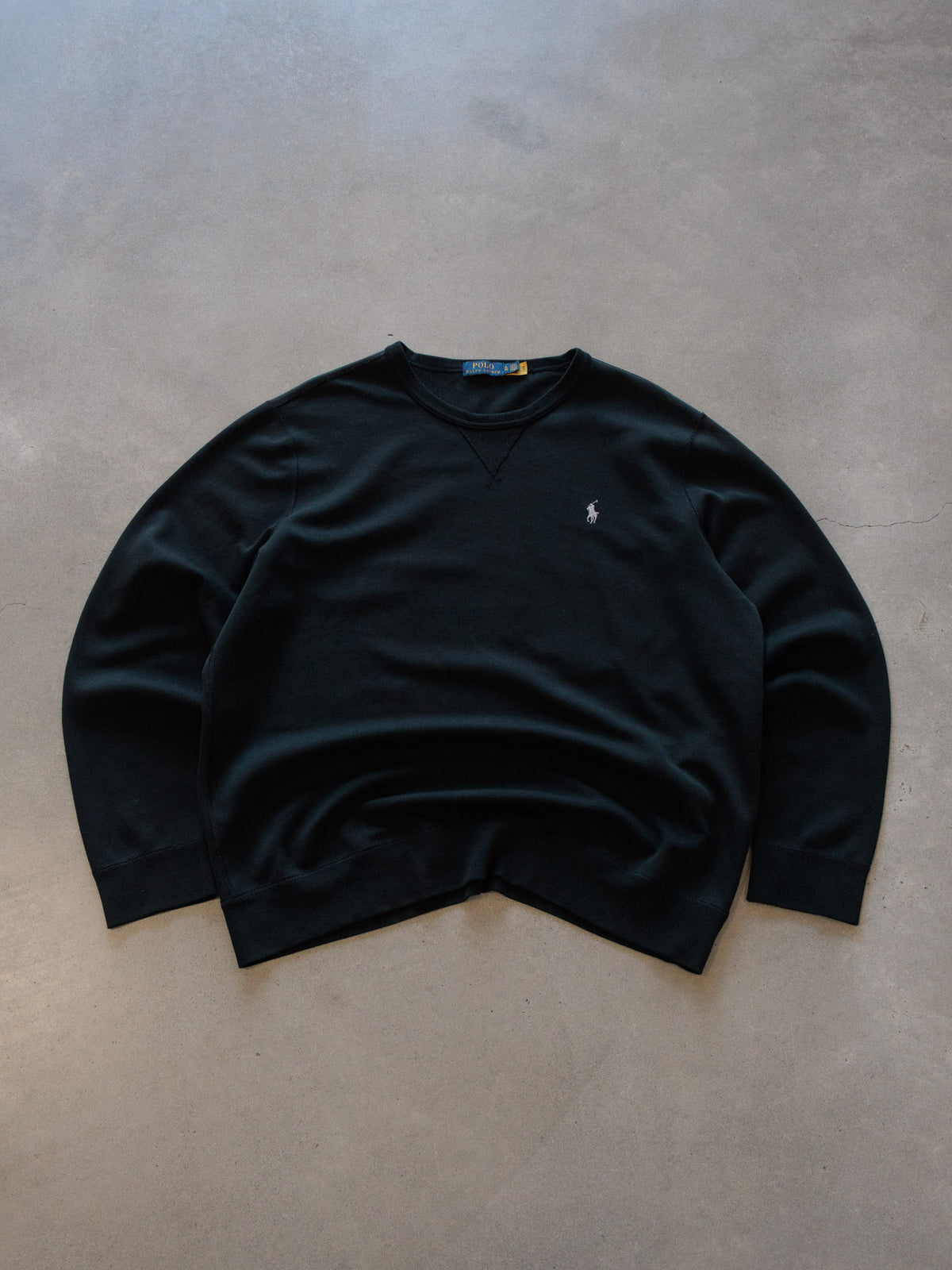 Vintage Black Polo Ralph Lauren Sweatshirt (XL)