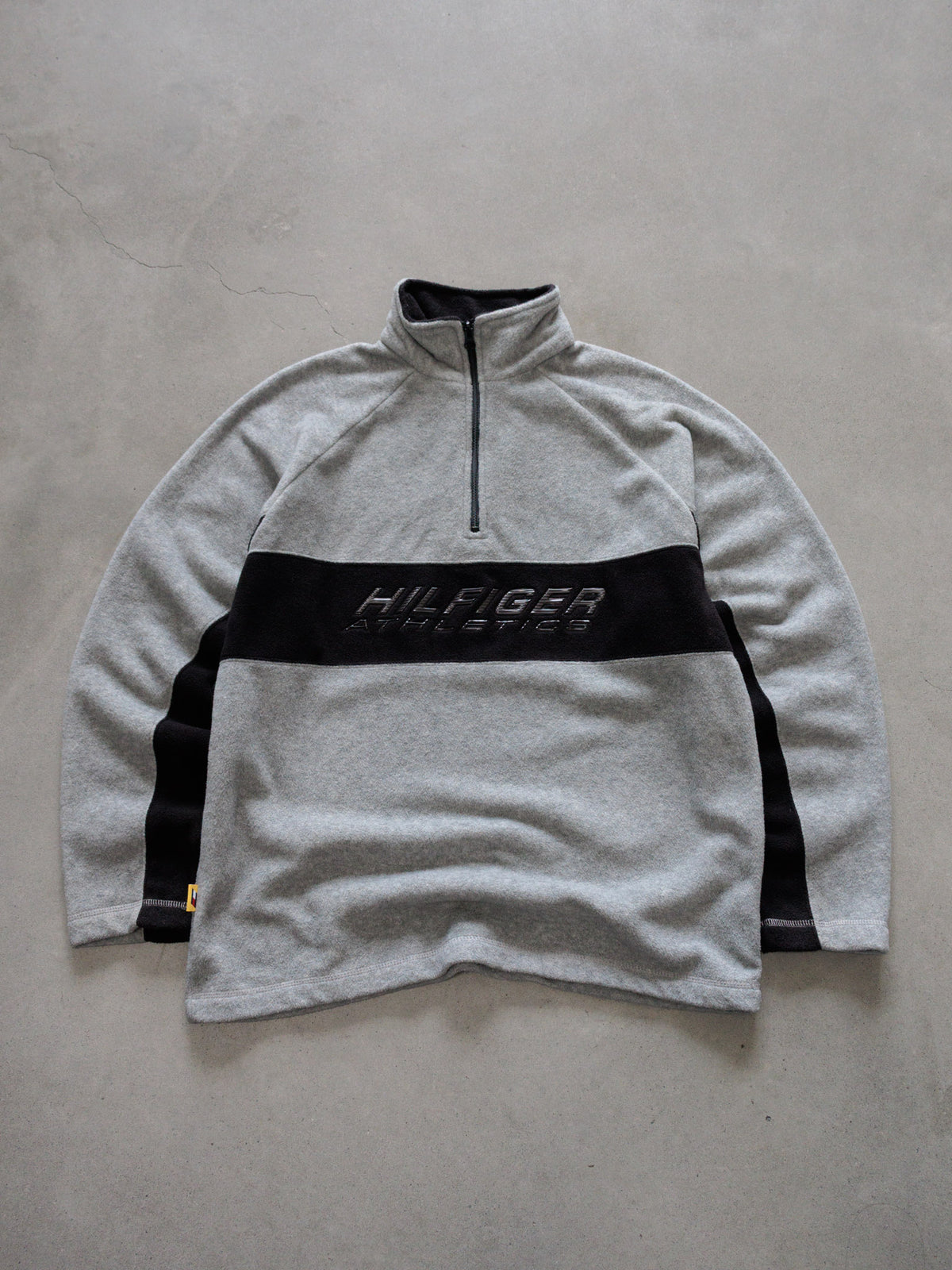 Vintage 90s Grey Tommy Hilfiger Colourblock Fleece Quarter Zip (S)