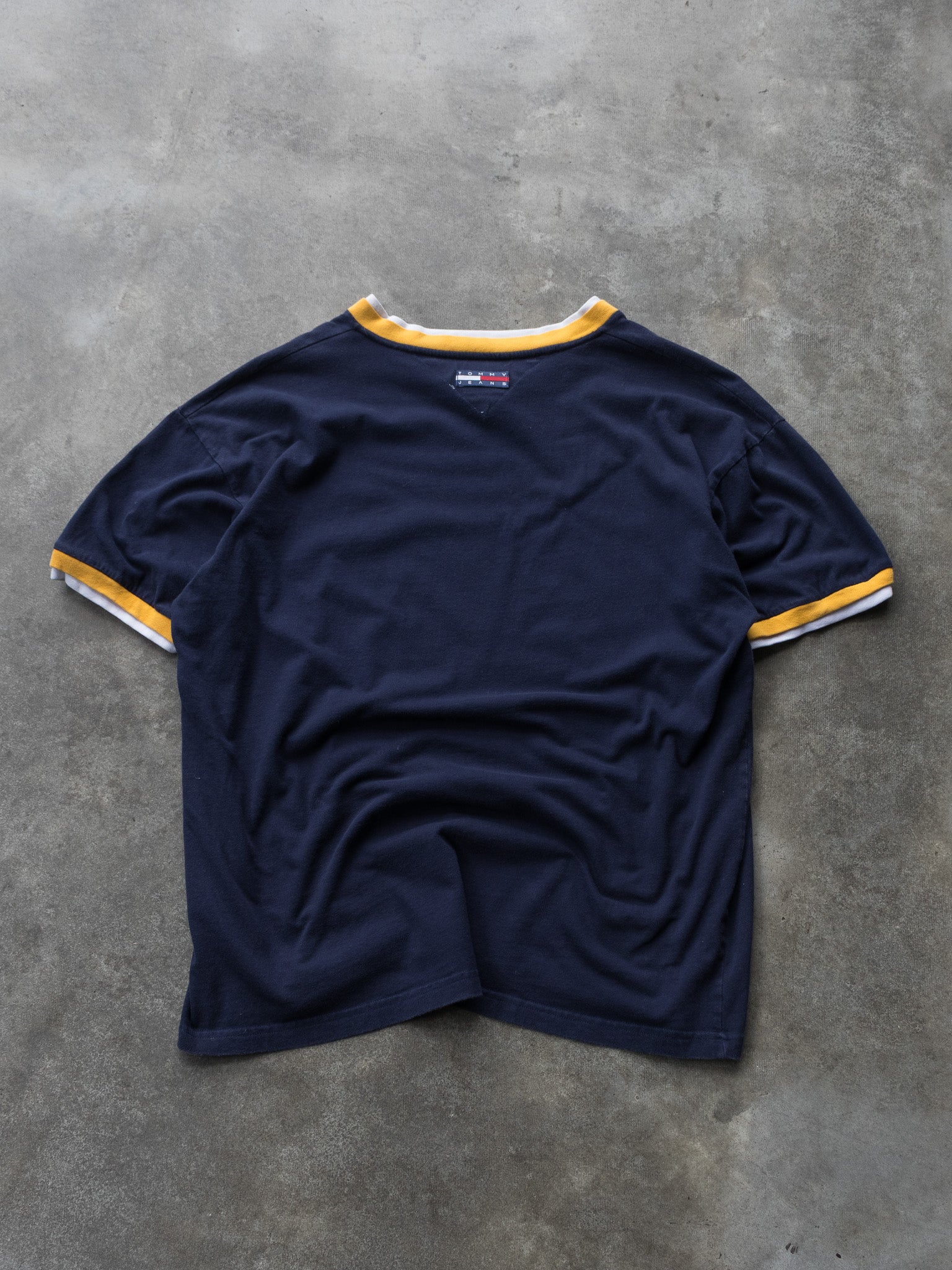 Vintage 90s Navy Tommy Jeans V-Neck Ringer Tee (2XL)