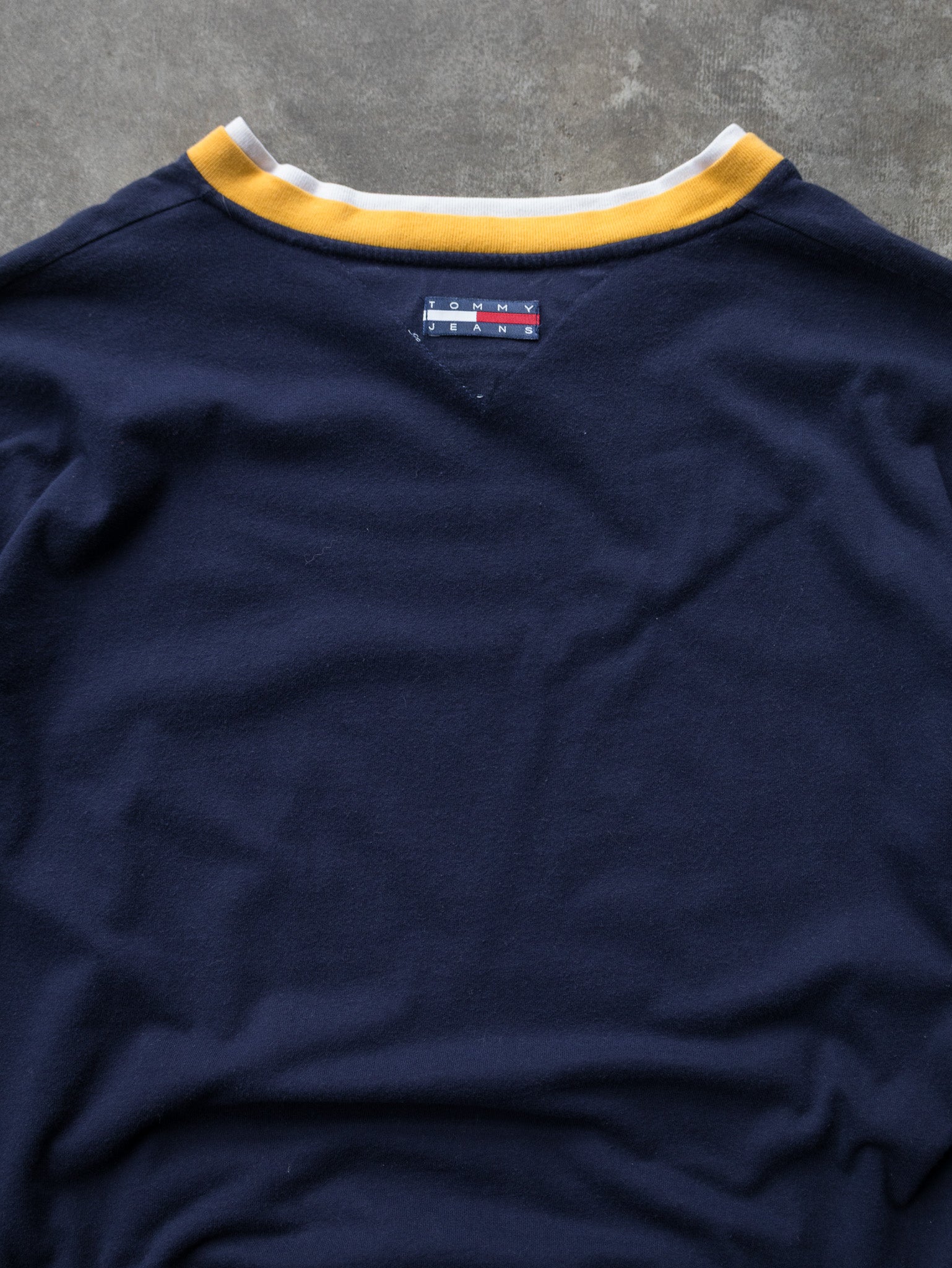 Vintage 90s Navy Tommy Jeans V-Neck Ringer Tee (2XL)