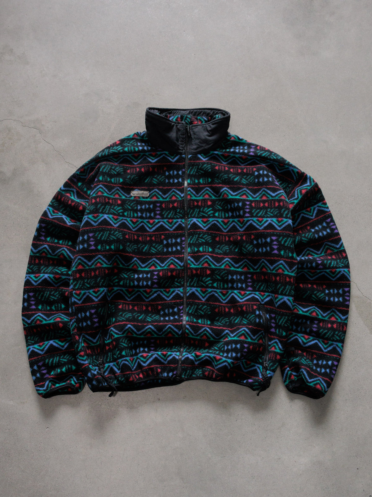 Vintage 90s Black Geometric Columbia Fleece Jacket (L)