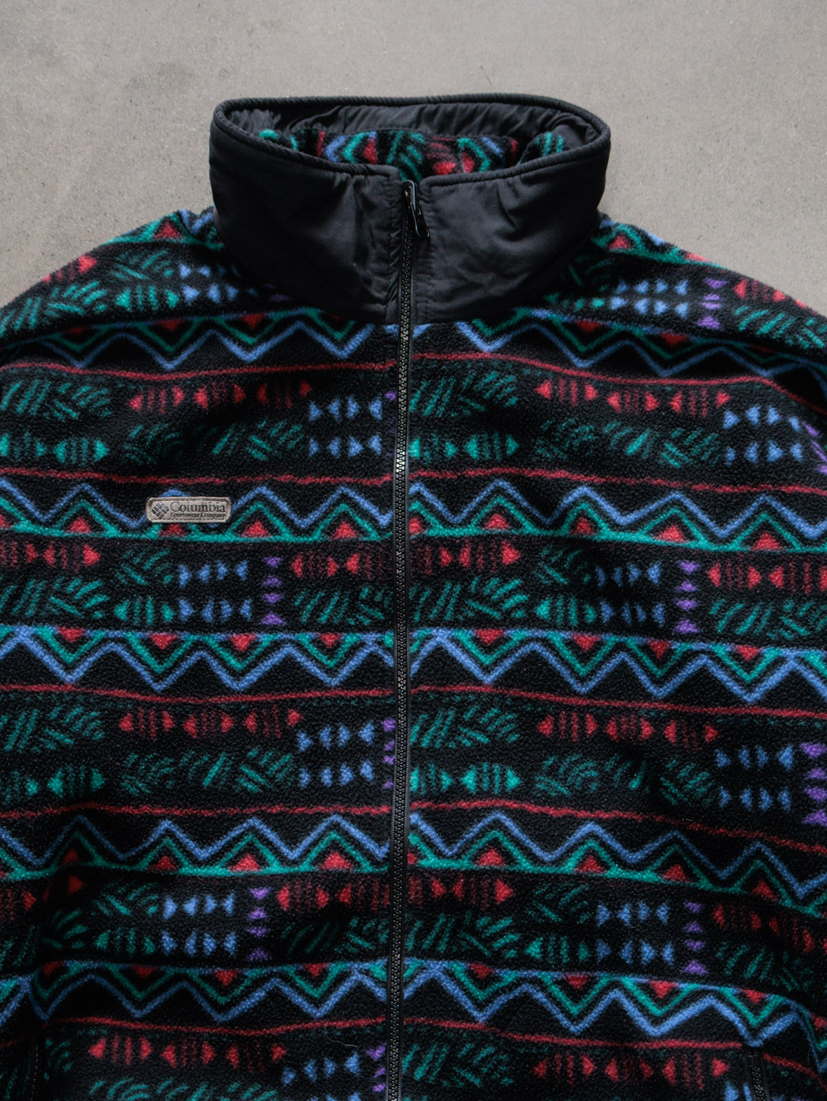 Vintage 90s Black Geometric Columbia Fleece Jacket (L)