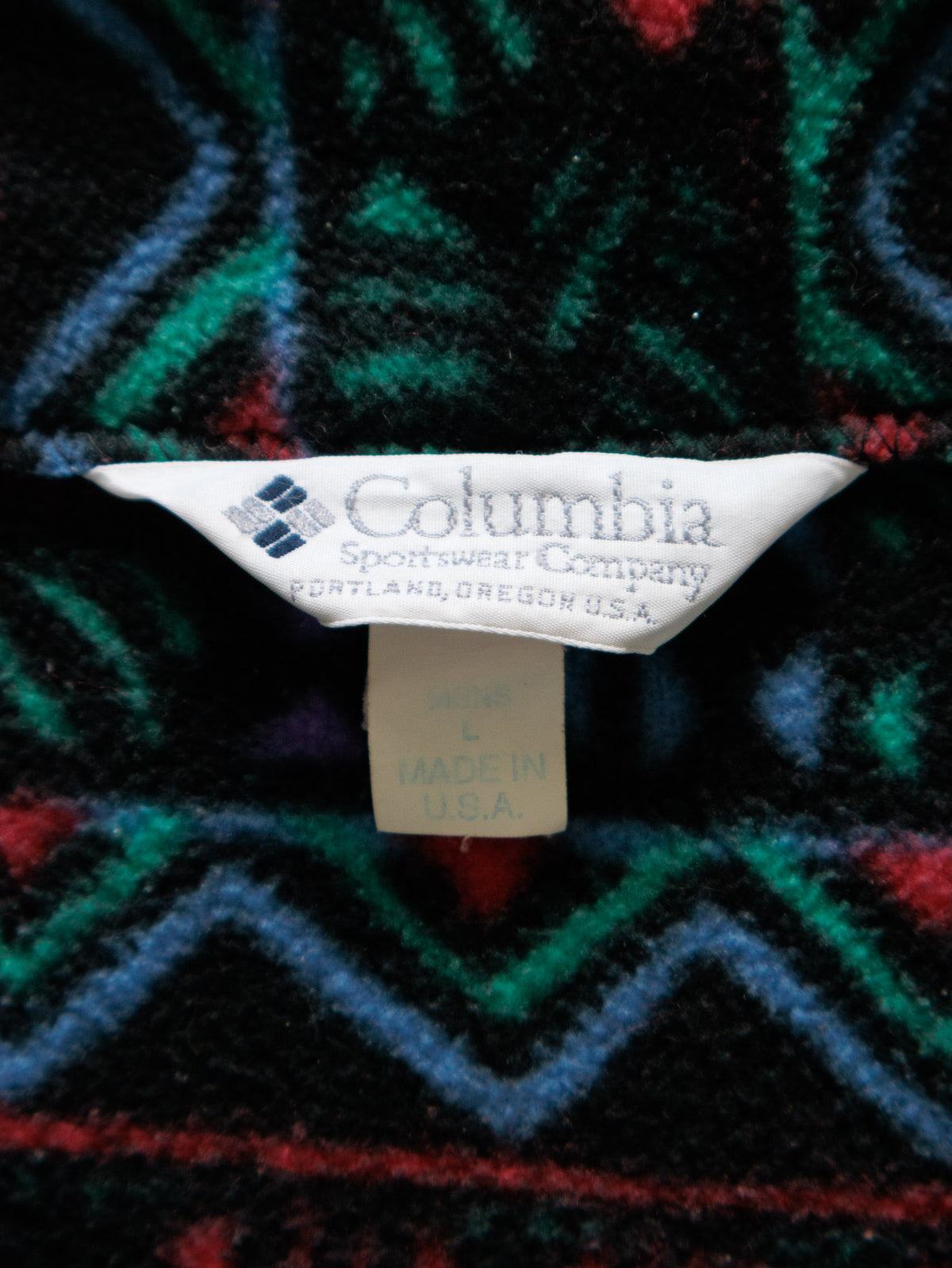 Vintage 90s Black Geometric Columbia Fleece Jacket (L)