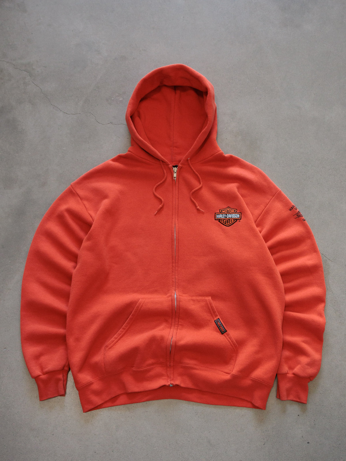 Vintage Orange Harley-Davidson of Rocklin California Full Zip Hoodie (-)