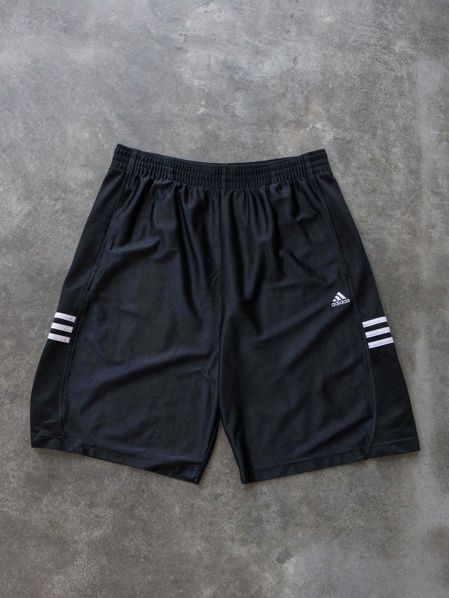 Vintage Black Adidas 3-Stripe Shorts (M)