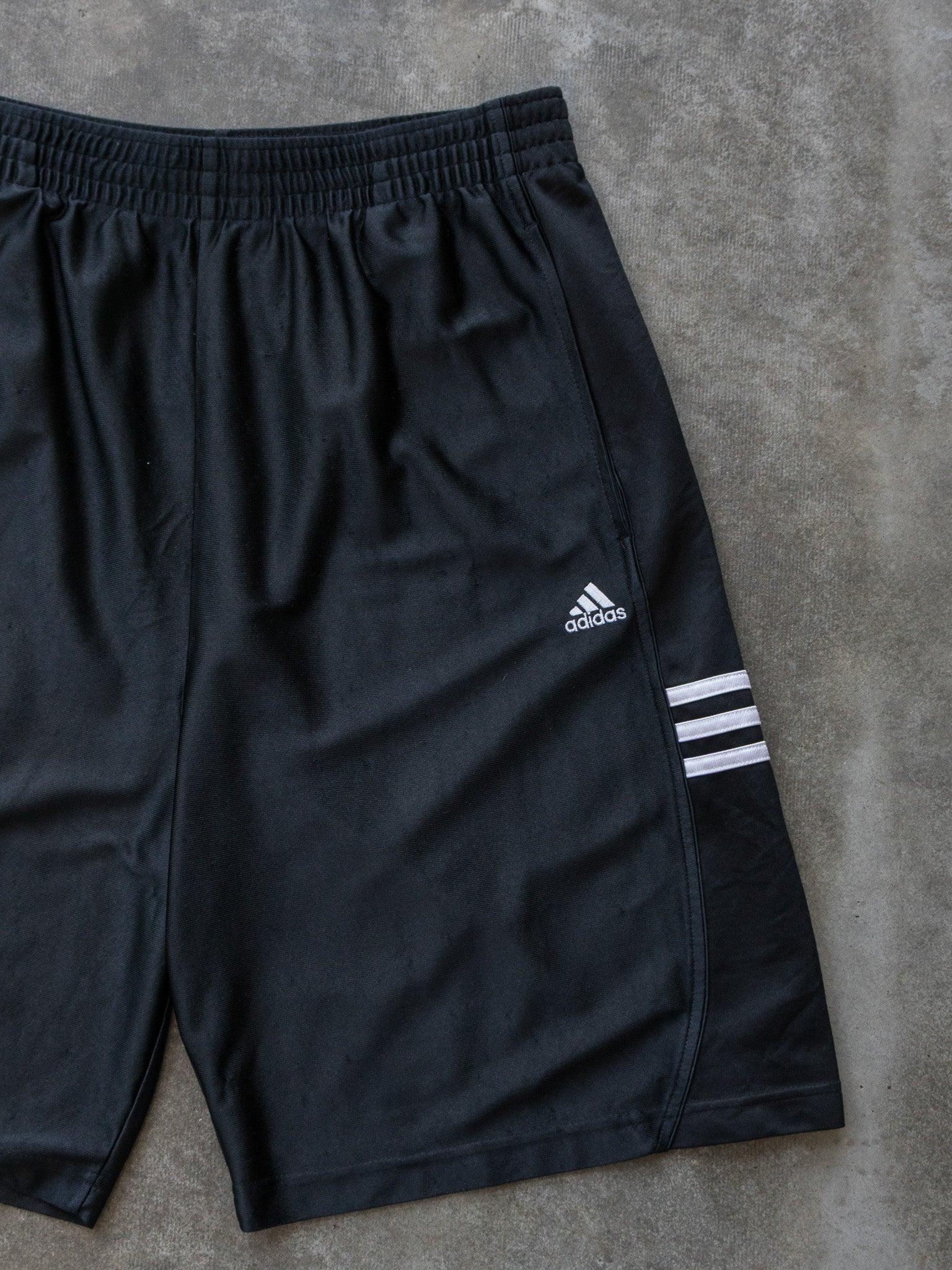 Vintage Black Adidas 3-Stripe Shorts (M)